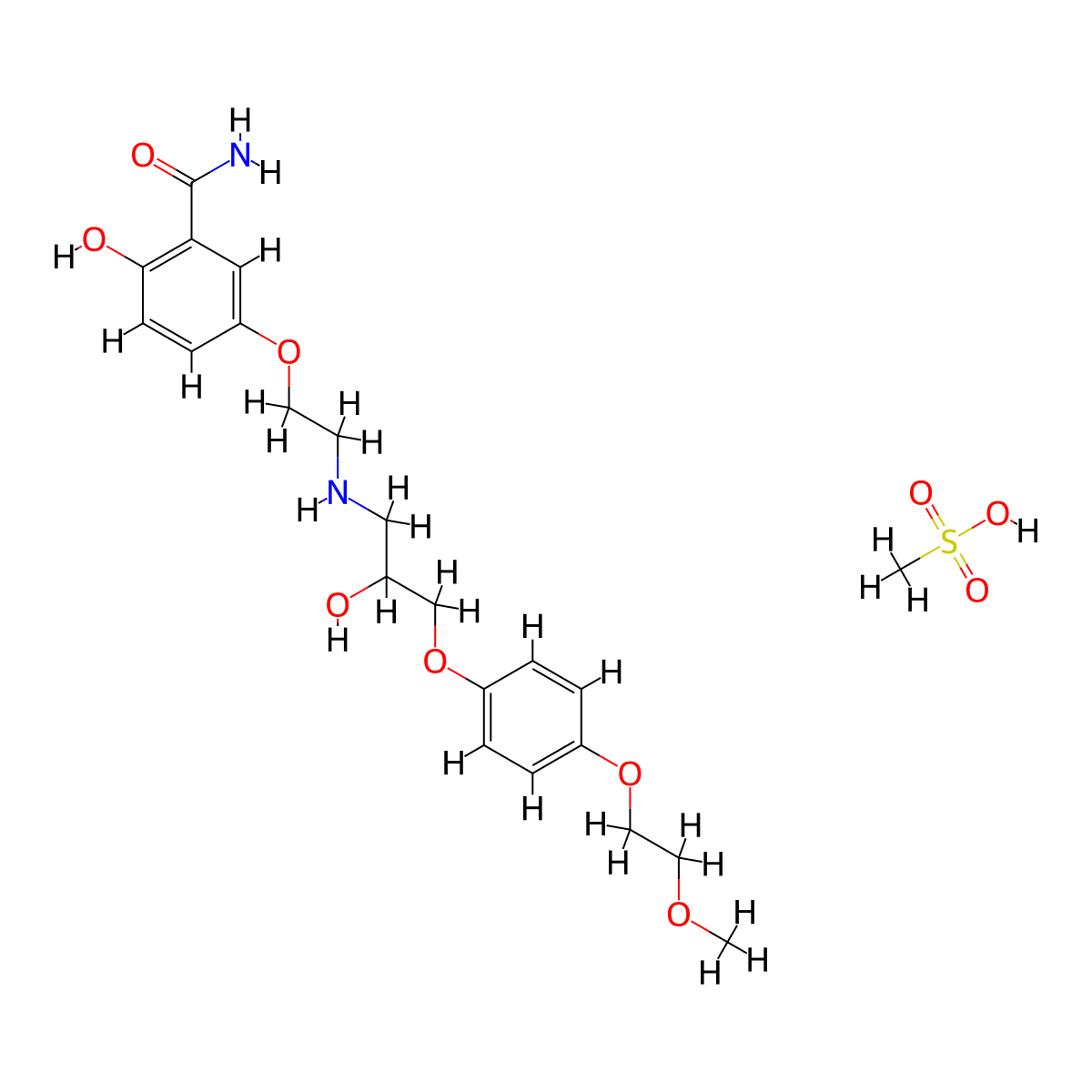 Trigevolol mesylate molecular structure, CAS 108289-44-7