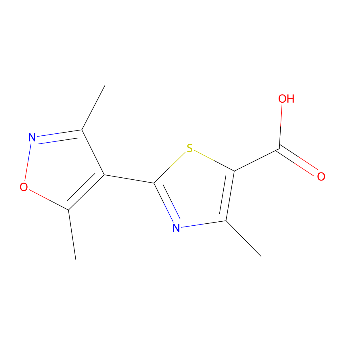 2-(Dimethyl-1,2-oxazol-4-yl)-4-methyl-1,3-thiazole-5-carboxylic acid molecular structure, CAS 1082897-80-0