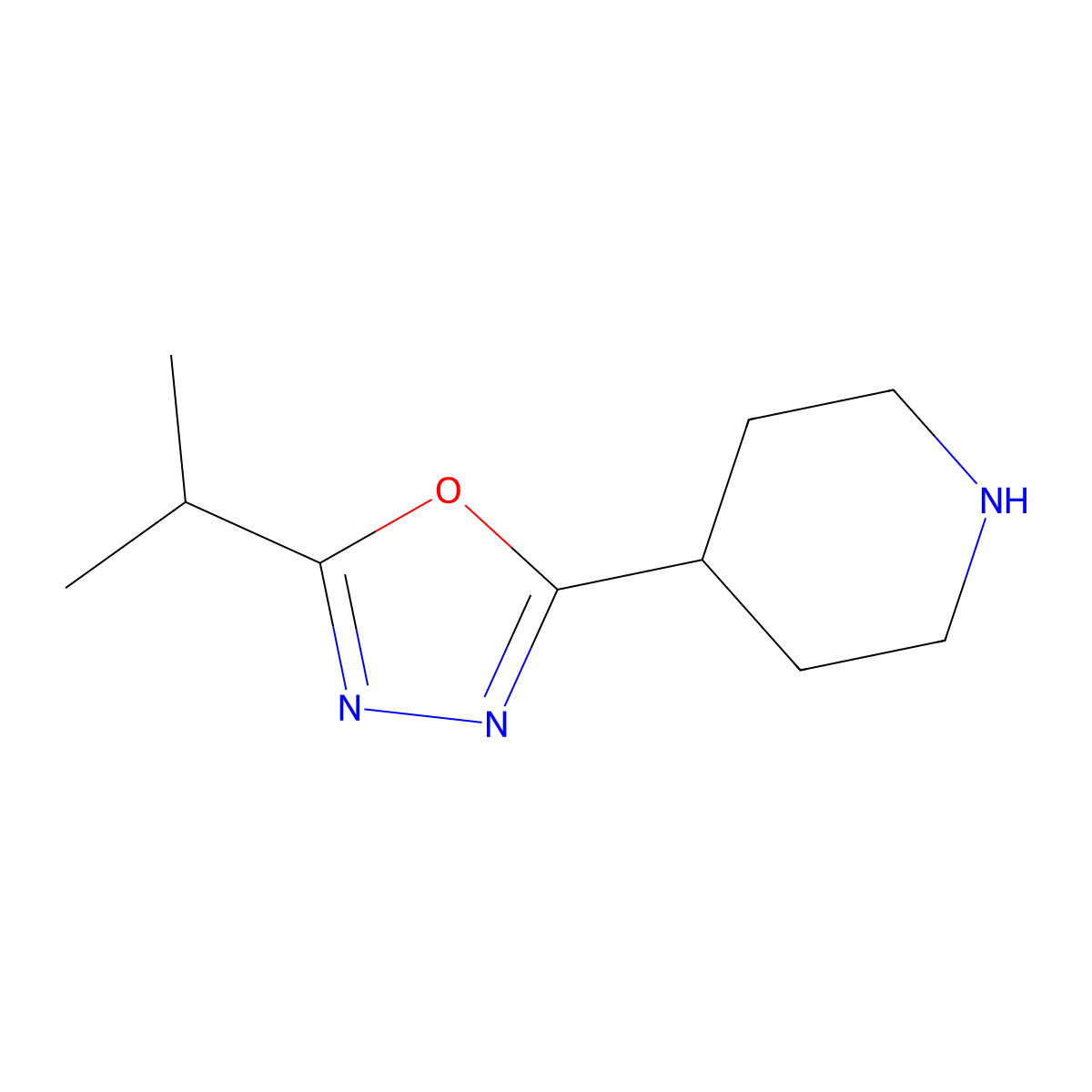 4-[5-(Propan-2-YL)-1,3,4-oxadiazol-2-YL]piperidine molecular structure, CAS 1082899-74-8
