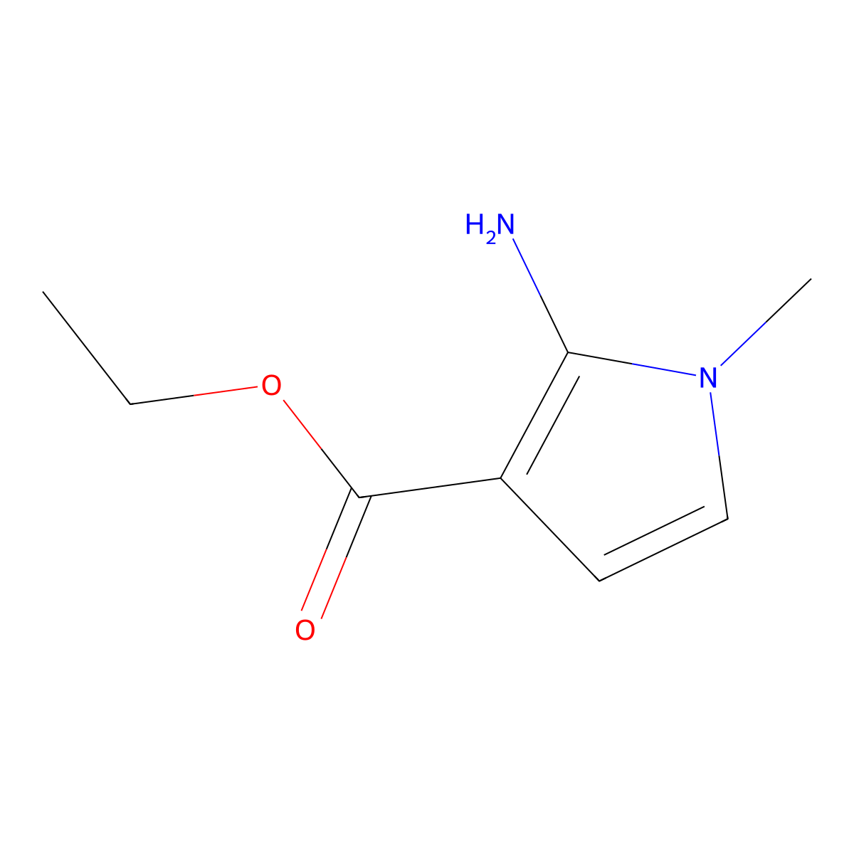 Ethyl 2-amino-1-methyl-1H-pyrrole-3-carboxylate molecular structure, CAS 108290-89-7