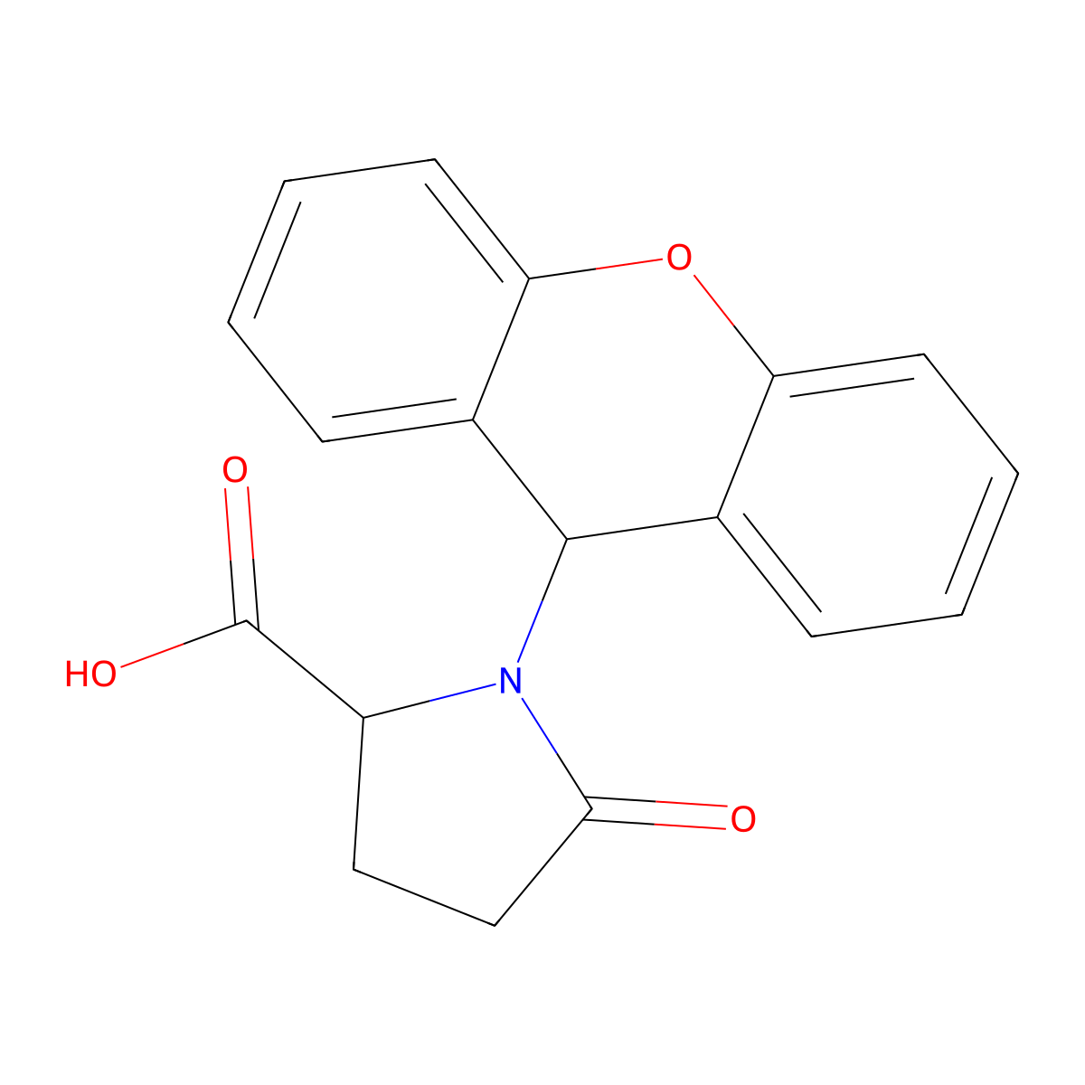 5-oxo-1-(9H-xanthen-9-yl)pyrrolidine-2-carboxylic acid molecular structure, CAS 1082905-31-4