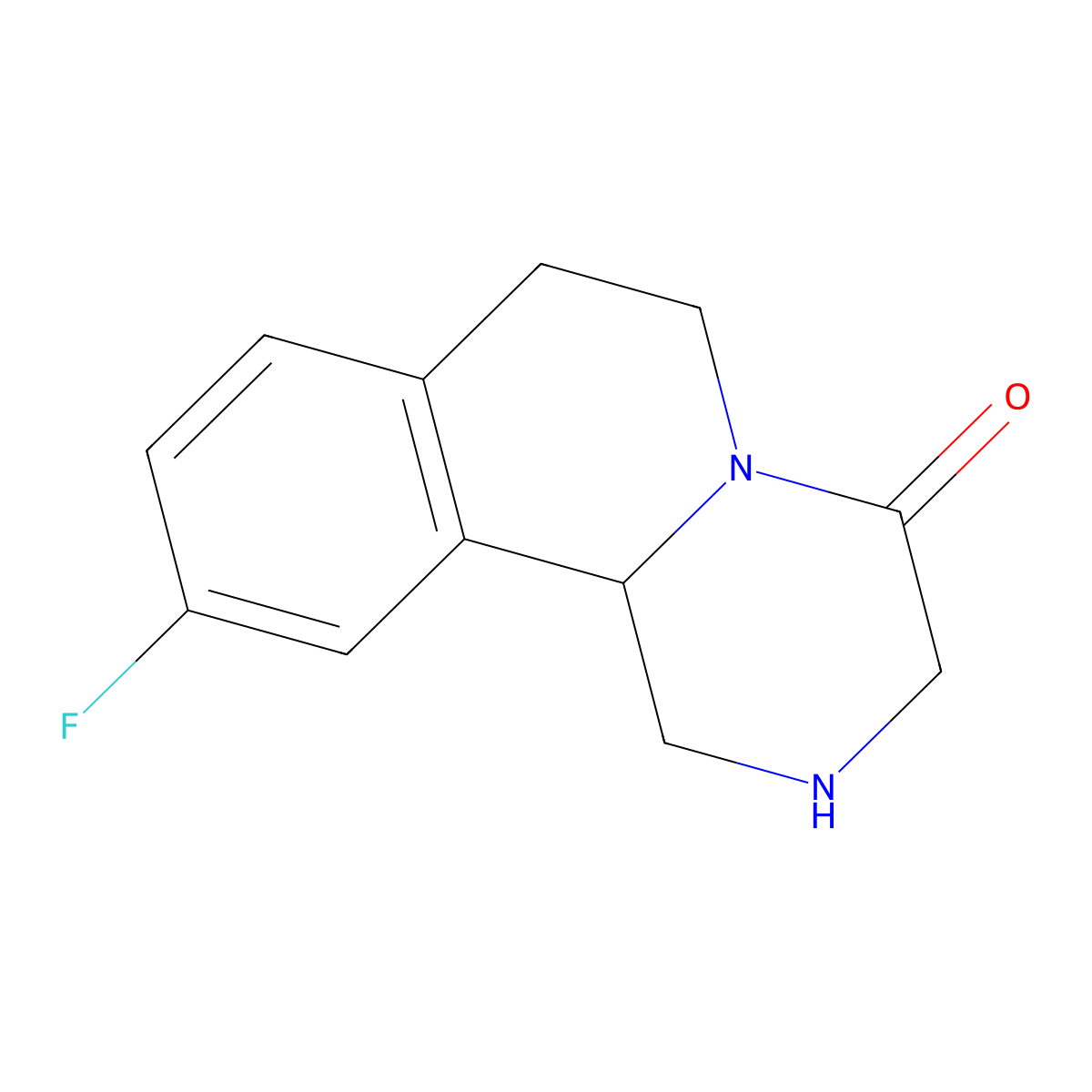 10-Fluoro-2,3,6,7-tetrahydro-1H-pyrazino[2,1-A]isoquinolin-4(11BH)-one molecular structure, CAS 1082914-61-1
