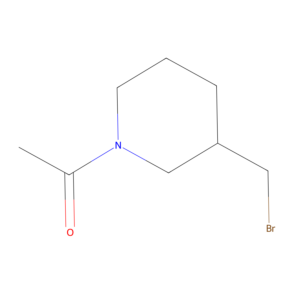 1-(3-(Bromomethyl)piperidin-1-yl)ethanone molecular structure, CAS 1082916-18-4