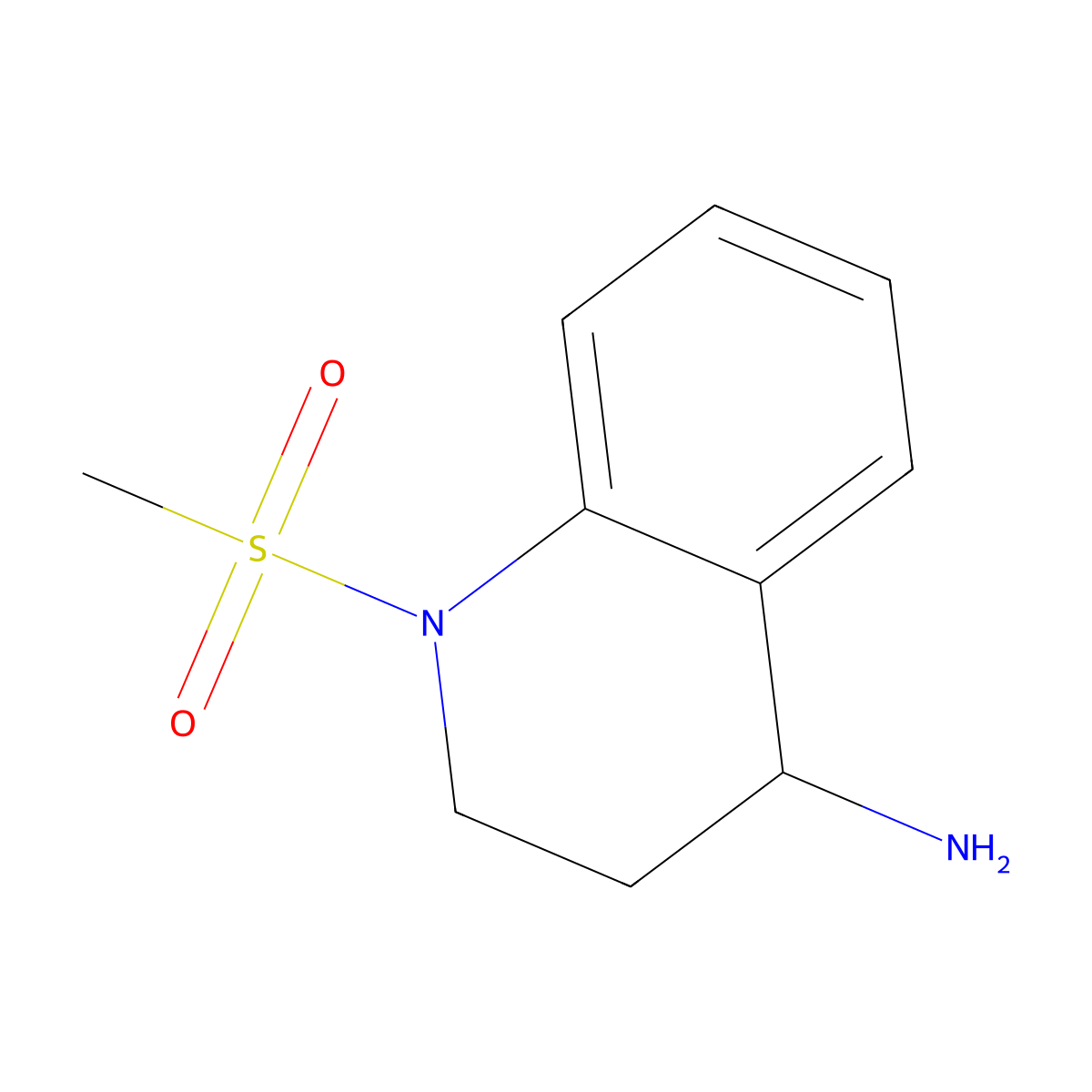 1-methylsulfonyl-3,4-dihydro-2H-quinolin-4-amine molecular structure, CAS 1082922-31-3