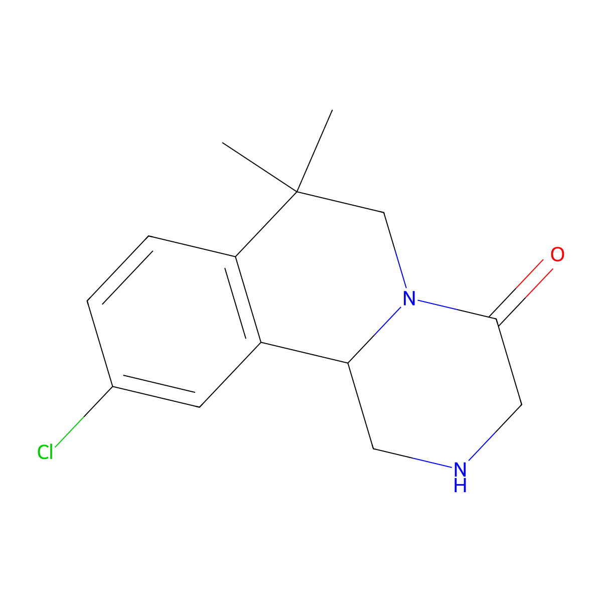 10-chloro-7,7-dimethyl-1H,2H,3H,4H,6H,7H,11bH-piperazino[2,1-a]isoquinolin-4-one molecular structure, CAS 1082922-40-4