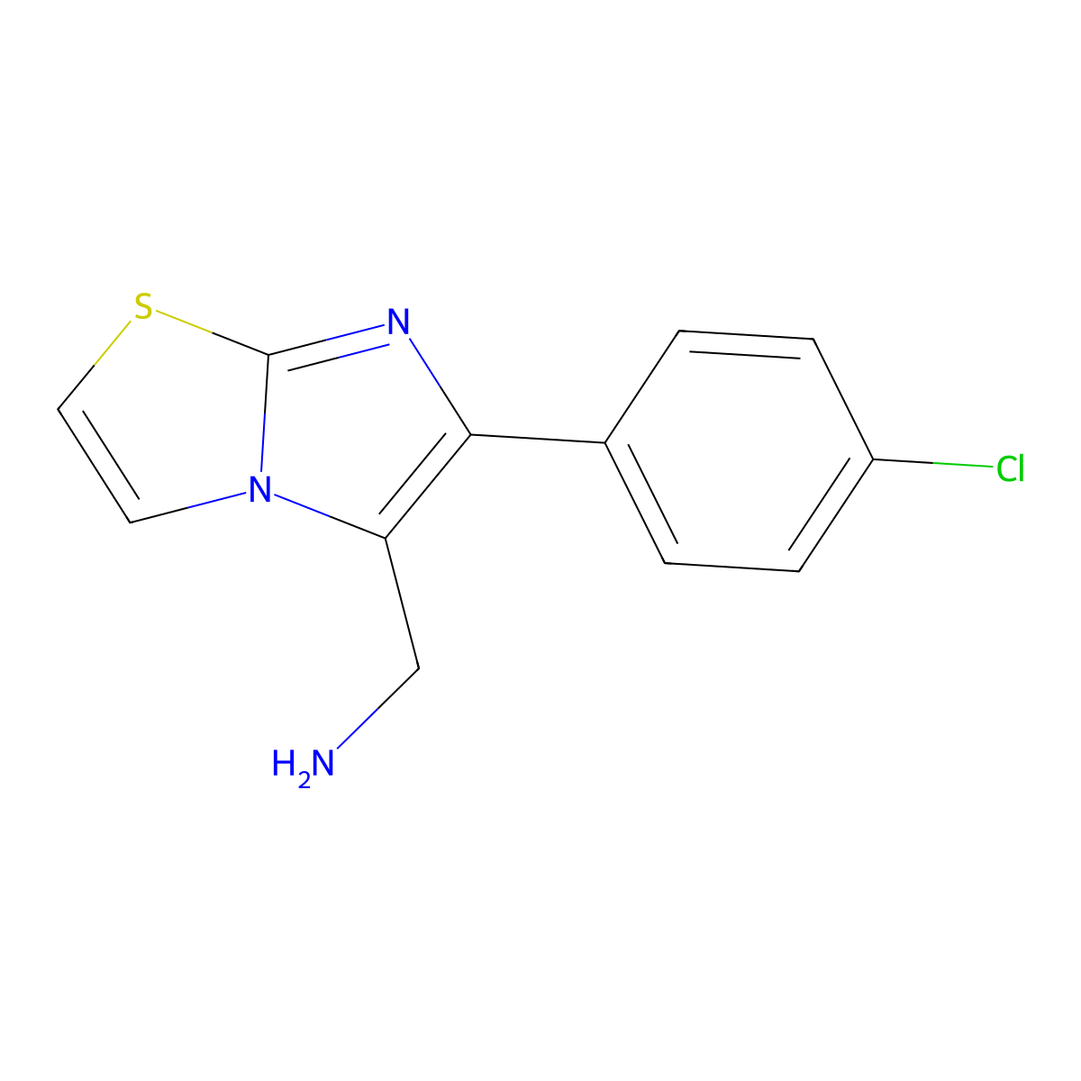 [6-(4-Chlorophenyl)imidazo[2,1-b][1,3]thiazol-5-yl]methanamine molecular structure, CAS 1082924-61-5