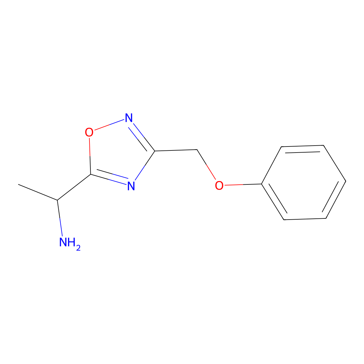 1-[3-(Phenoxymethyl)-1,2,4-oxadiazol-5-yl]ethan-1-amine molecular structure, CAS 1082925-46-9