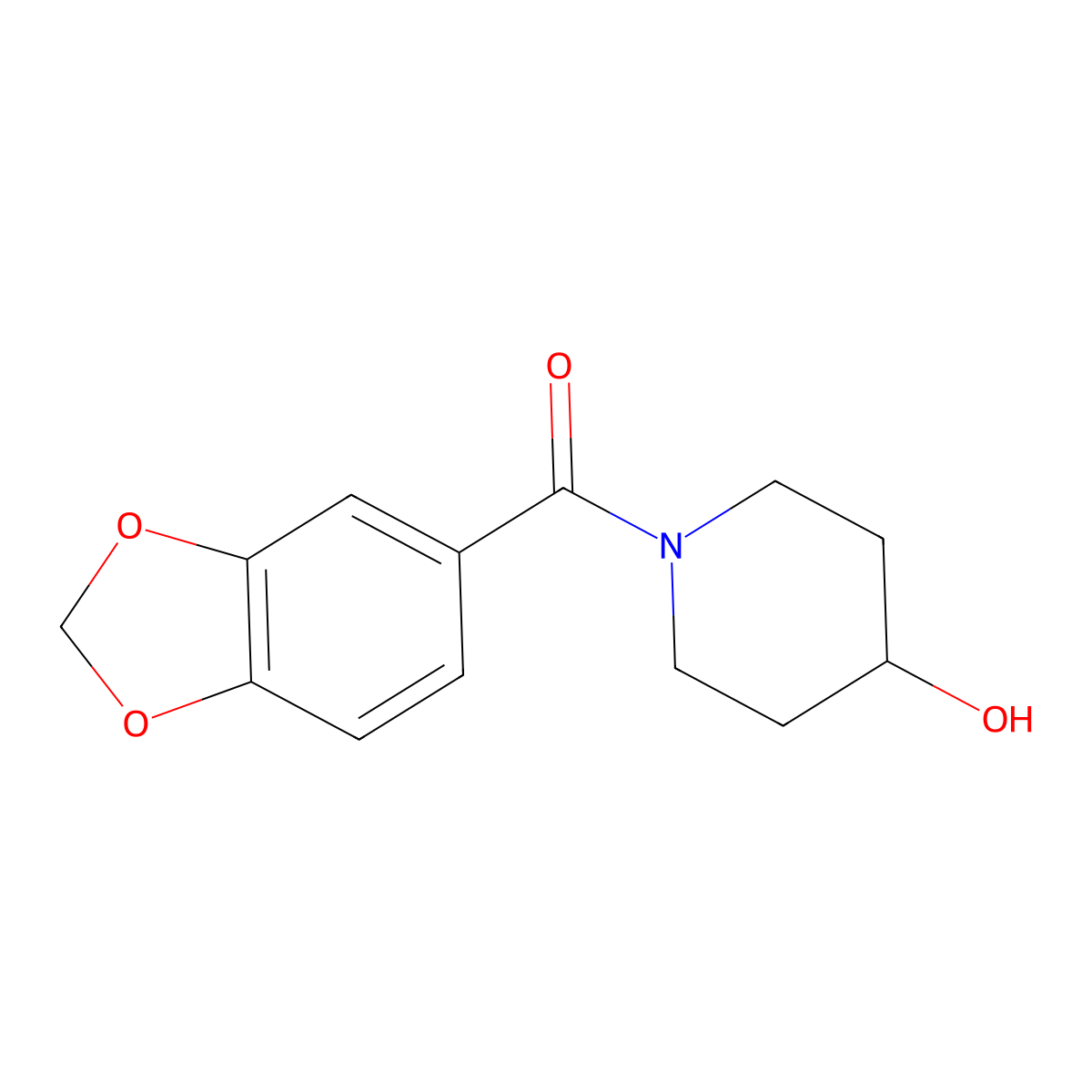 Benzo[d][1,3]dioxol-5-yl(4-hydroxypiperidin-1-yl)methanone molecular structure, CAS 1082928-77-5