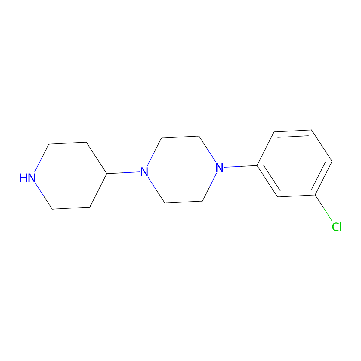 1-(3-Chlorophenyl)-4-(piperidin-4-yl)piperazine molecular structure, CAS 1082942-54-8