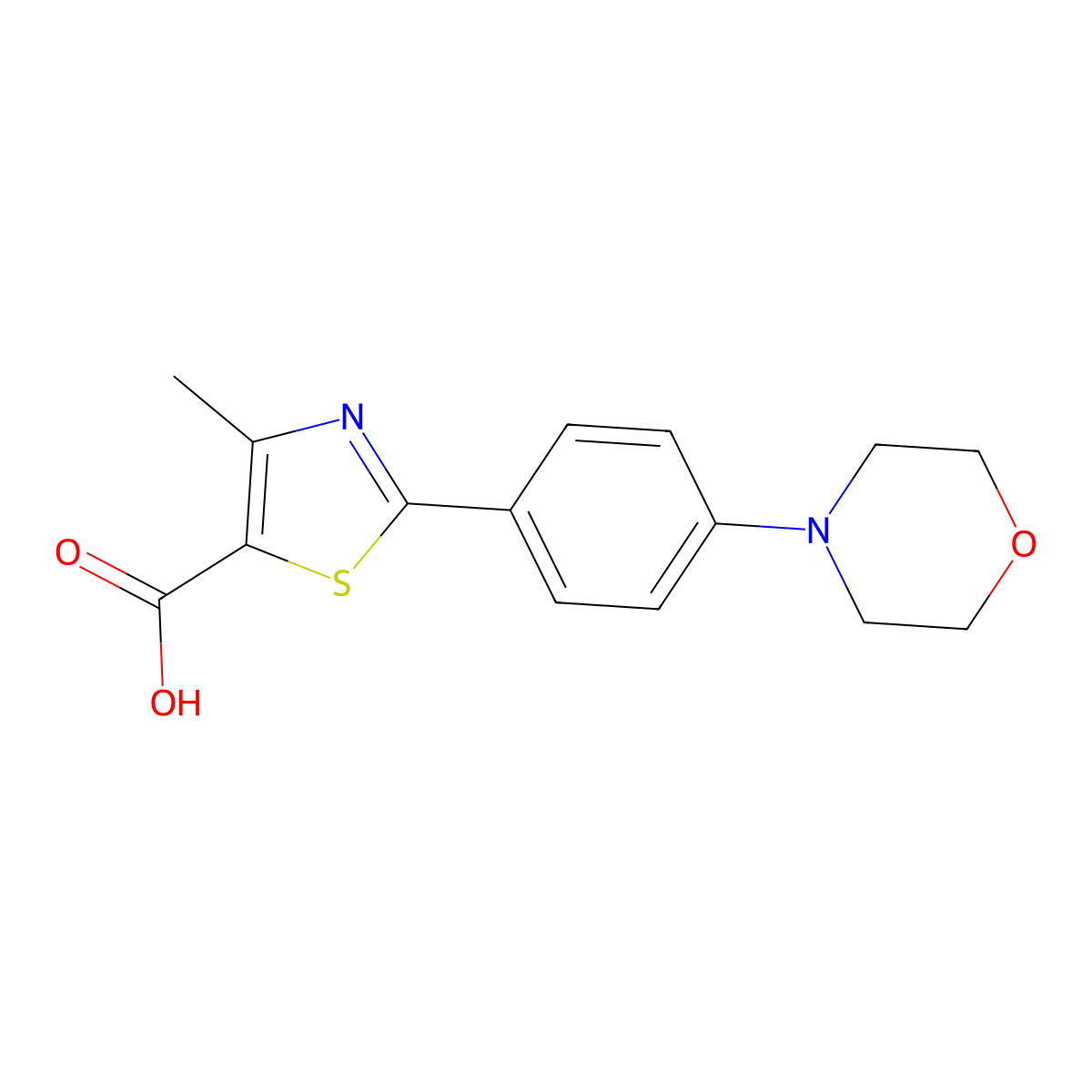 4-Methyl-2-(4-morpholin-4-ylphenyl)-1,3-thiazole-5-carboxylic acid molecular structure, CAS 1082942-70-8