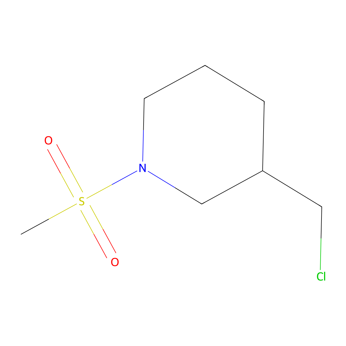 3-(Chloromethyl)-1-methanesulfonylpiperidine molecular structure, CAS 1082944-42-0