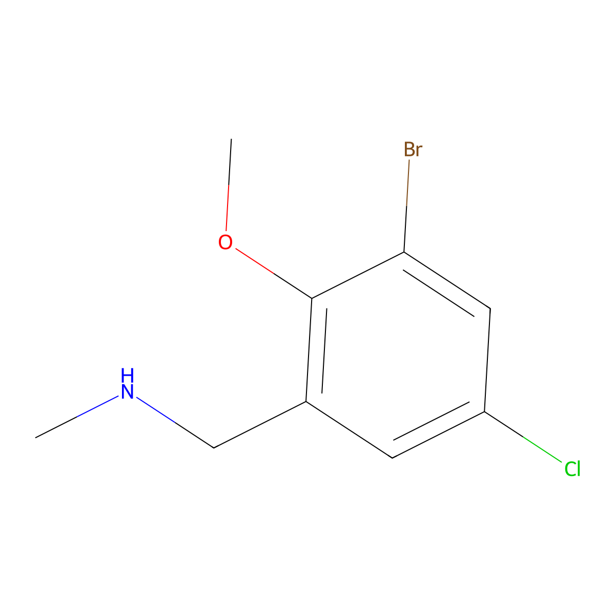 [(3-Bromo-5-chloro-2-methoxyphenyl)methyl](methyl)amine molecular structure, CAS 1082945-36-5