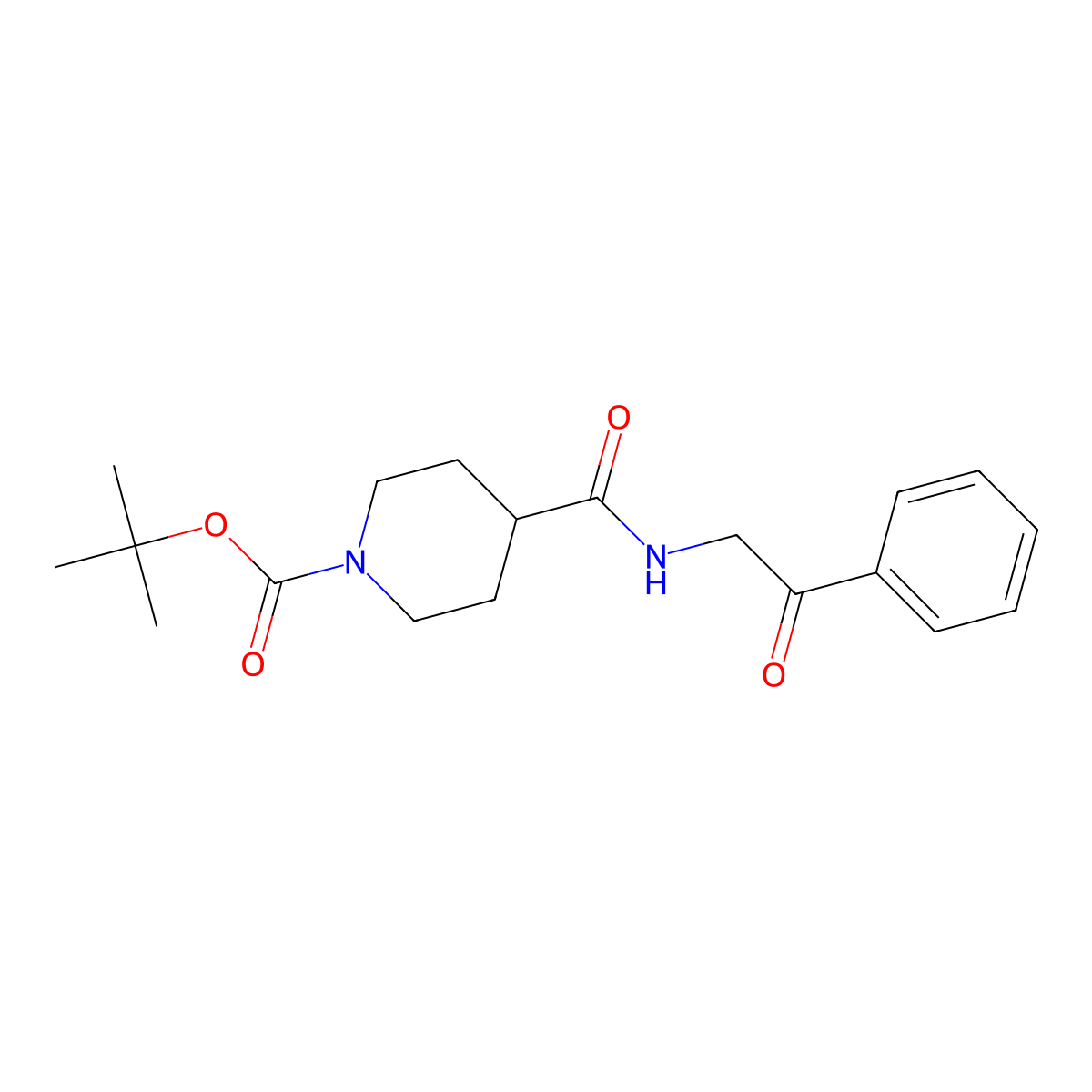 Tert-butyl 4-[(2-oxo-2-phenylethyl)carbamoyl]piperidine-1-carboxylate molecular structure, CAS 1082949-95-8