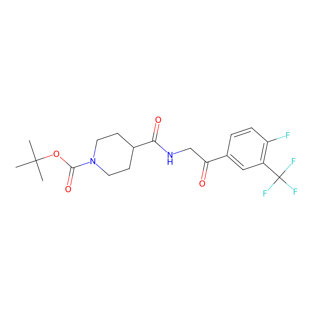 1-Boc-4-(2-(4-Fluoro-3-(trifluoromethyl)phenyl)-2-oxoethylcarbamoyl)piperidine molecular structure, CAS 1082949-99-2