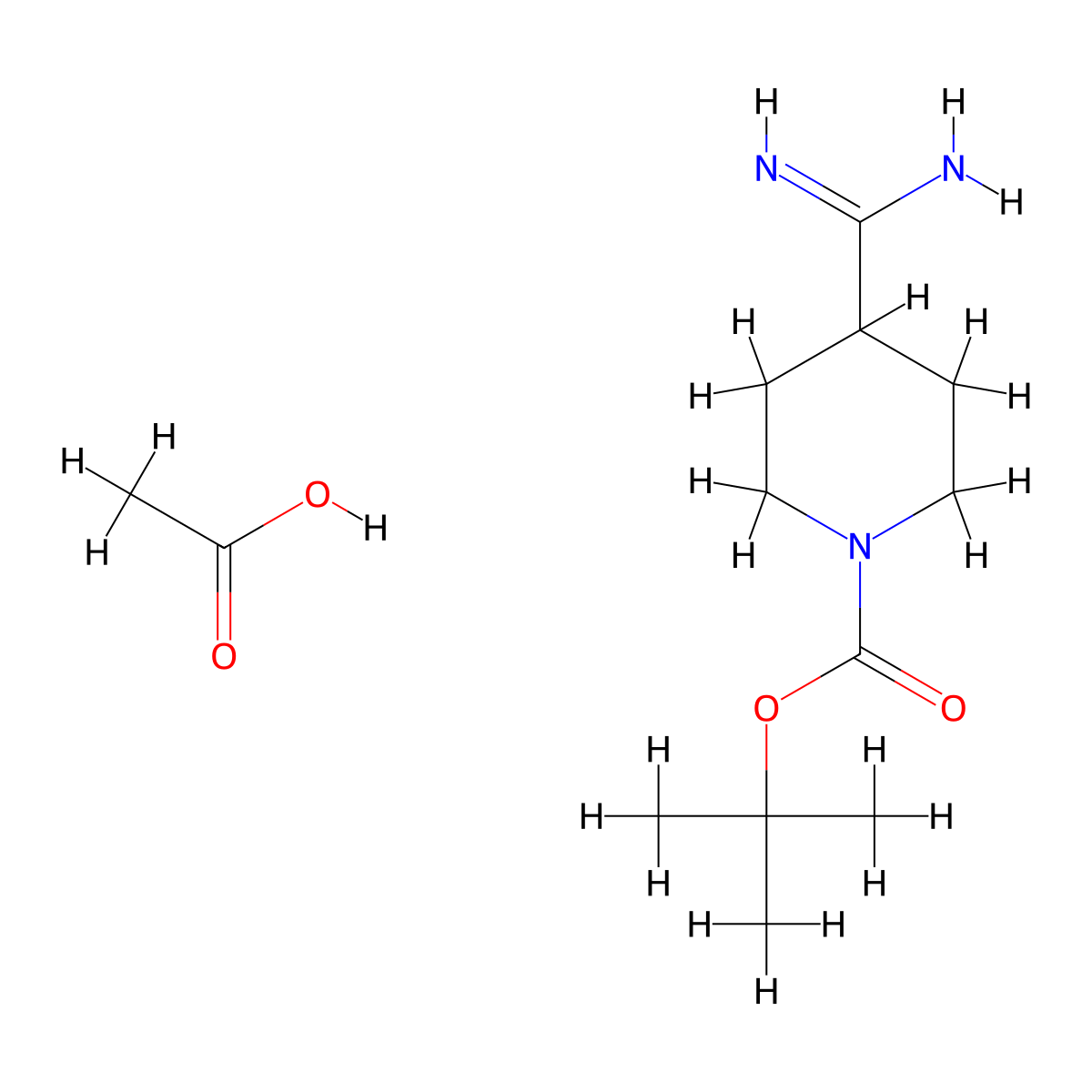 Tert-butyl 4-carbamimidoylpiperidine-1-carboxylate acetate molecular structure, CAS 1082950-23-9