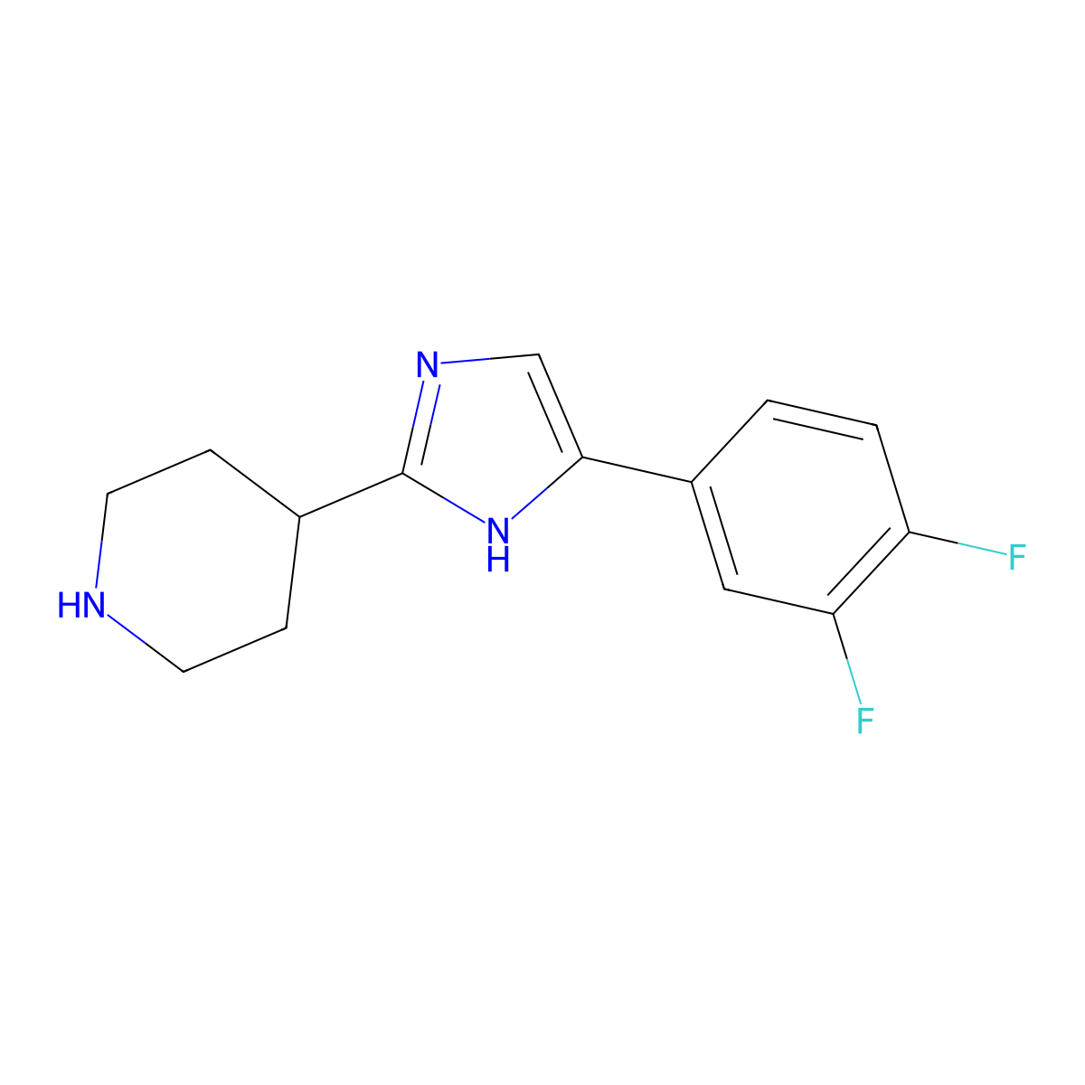 4-(5-(3,4-difluorophenyl)-1H-imidazol-2-yl)piperidine molecular structure, CAS 1082950-39-7