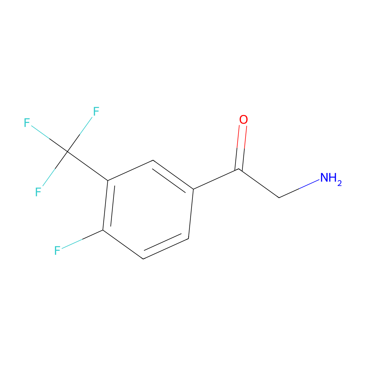 2-Amino-1-(4-fluoro-3-(trifluoromethyl)phenyl)ethanone molecular structure, CAS 1082951-16-3