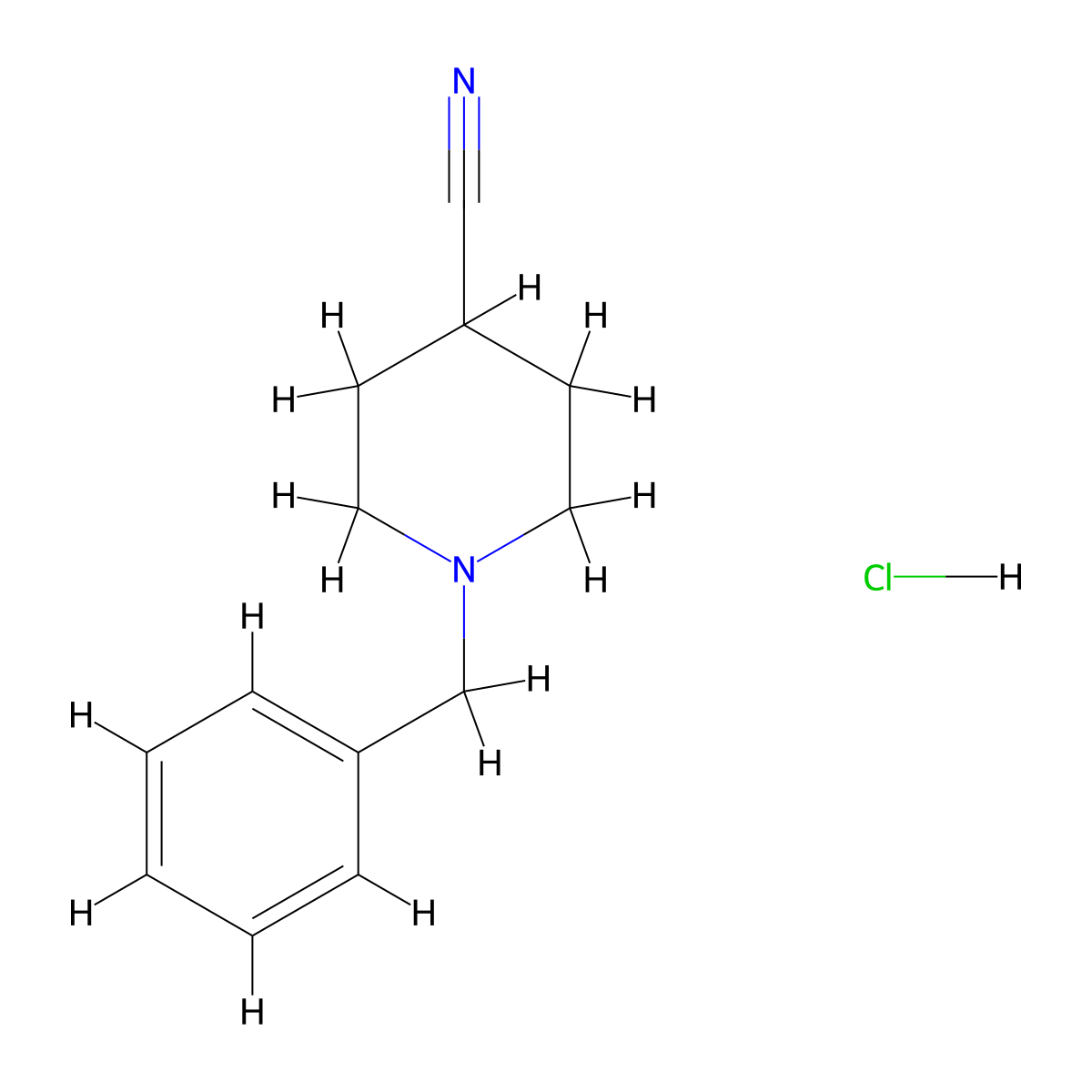 1-Benzylpiperidine-4-carbonitrile hydrochloride molecular structure, CAS 1082951-20-9
