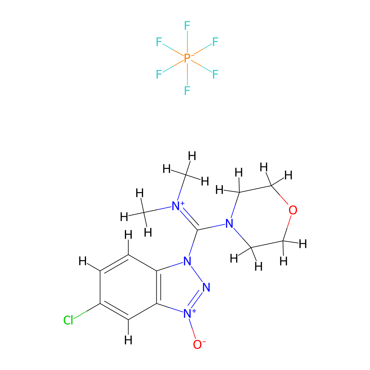 (5-Chloro-3-oxo-1H-1lambda~5~,2,3-benzotriazol-1-yl)-N,N-dimethyl(morpholin-4-yl)methaniminium hexafluorophosphate molecular structure, CAS 1082951-62-9