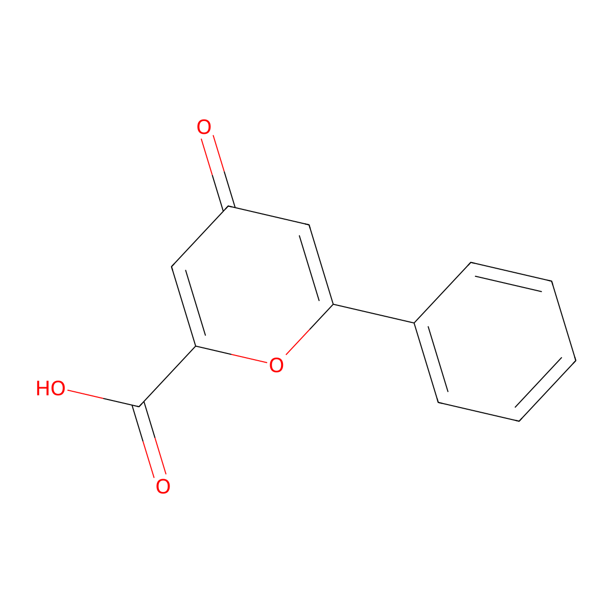 4H-Pyran-2-carboxylicacid, 4-oxo-6-phenyl- molecular structure, CAS 1083-01-8