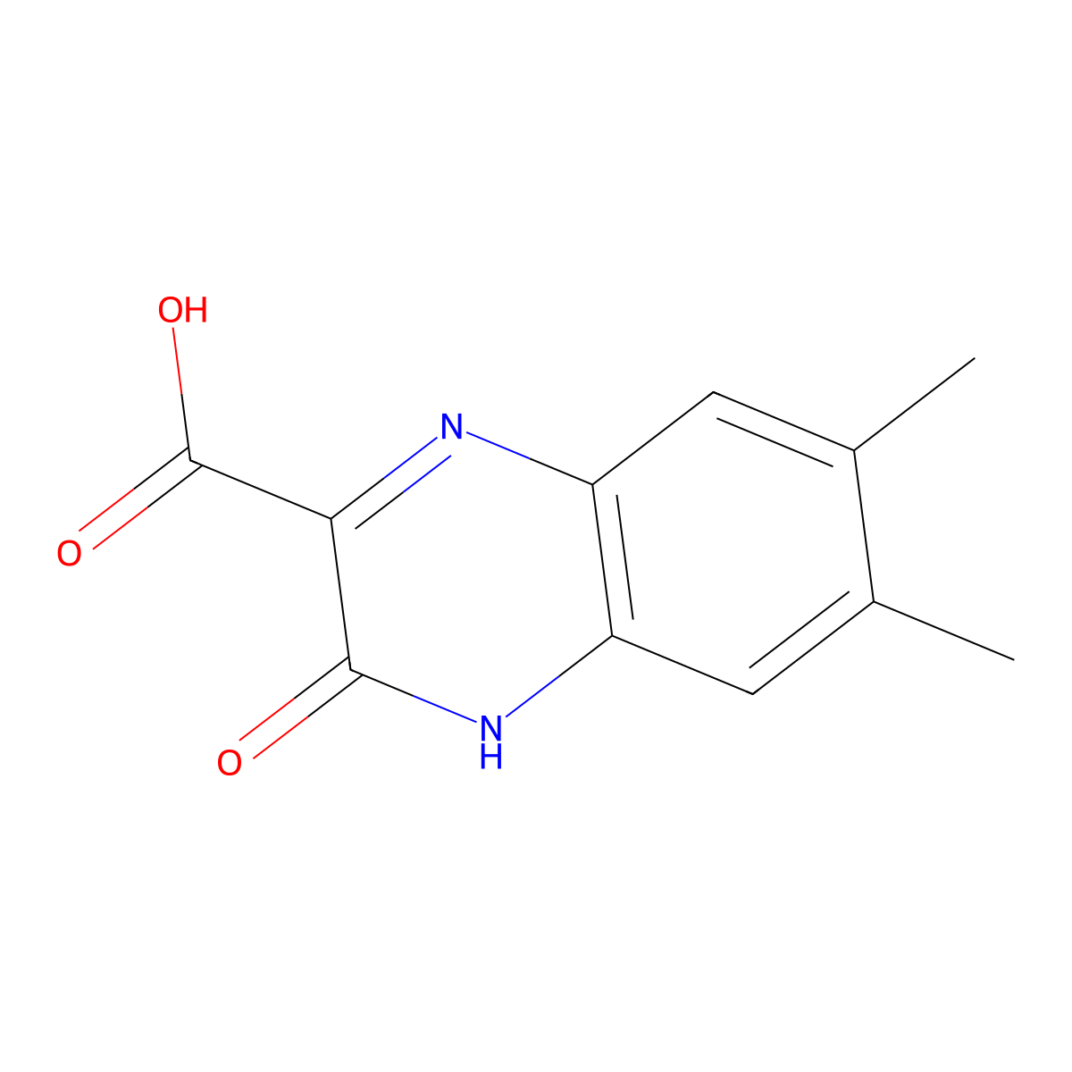 6,7-Dimethyl-3-oxo-3,4-dihydroquinoxaline-2-carboxylic acid molecular structure, CAS 1083-10-9