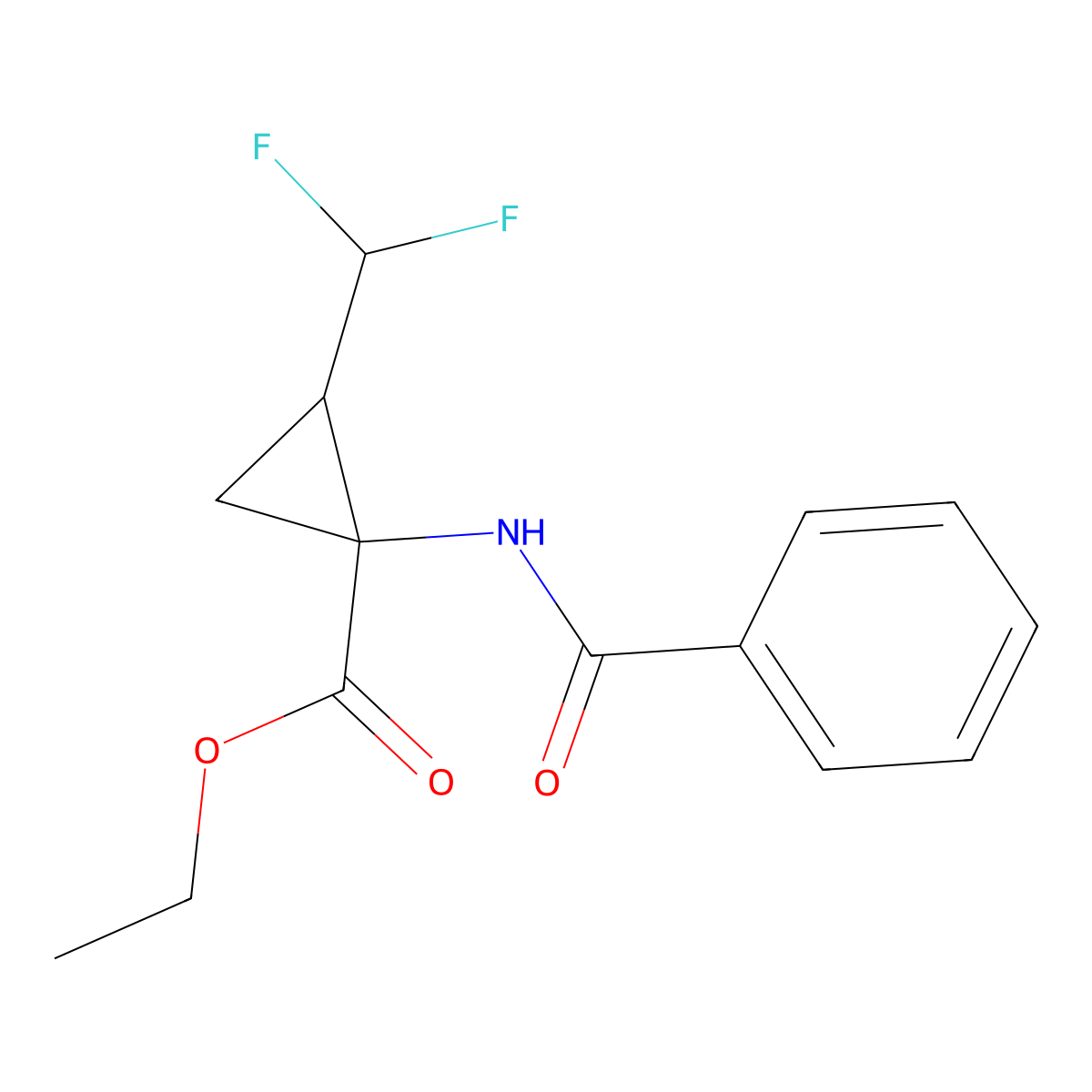 Ethyl (1S,2R)-1-benzamido-2-(difluoromethyl)cyclopropanecarboxylate molecular structure, CAS 1083005-84-8