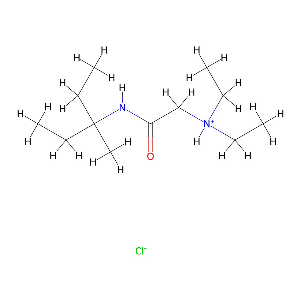 Acetamide, 2-(diethylamino)-N-(1-ethyl-1-methylpropyl)-, hydrochloride molecular structure, CAS 108302-09-6