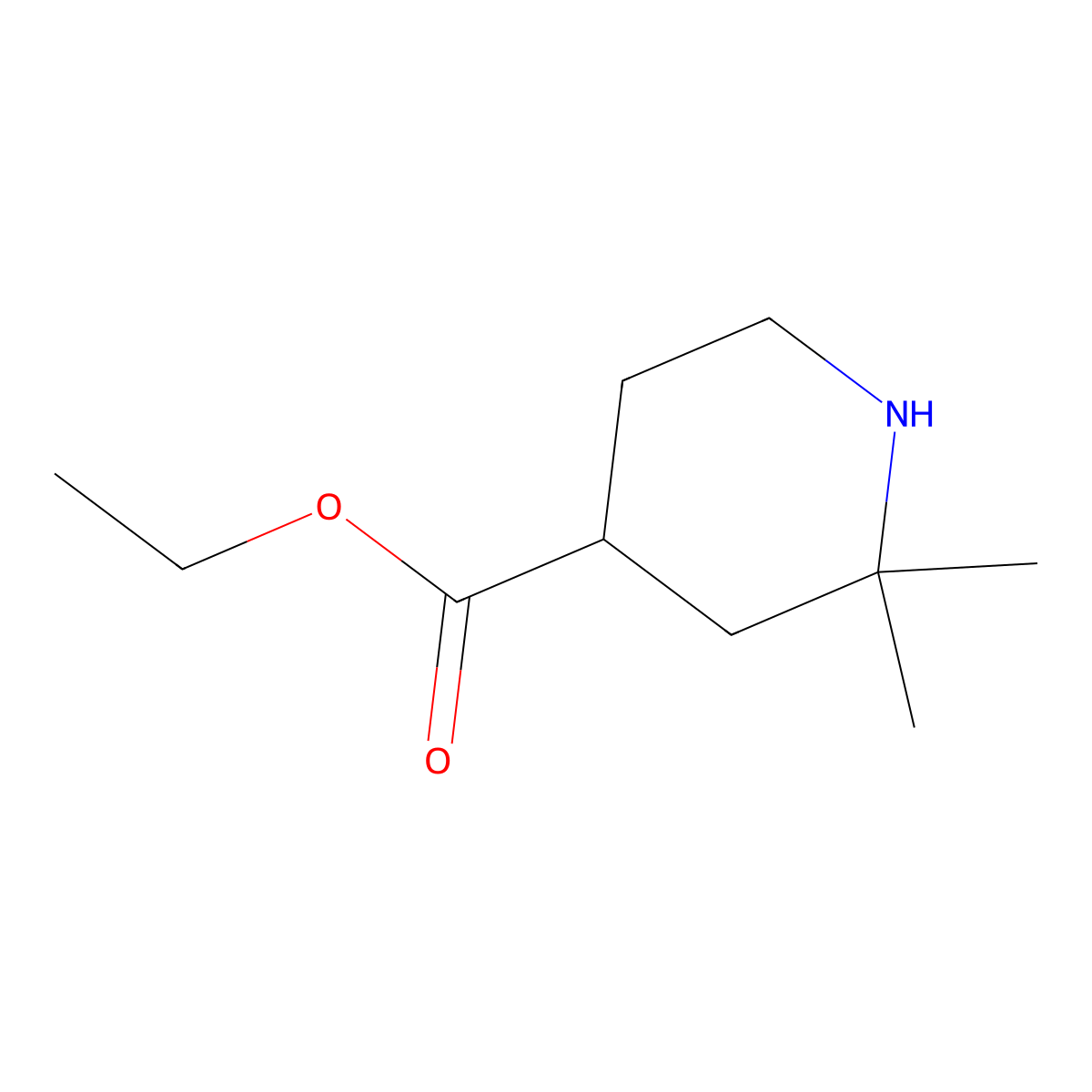 Ethyl 2,2-dimethylpiperidine-4-carboxylate molecular structure, CAS 1083042-50-5