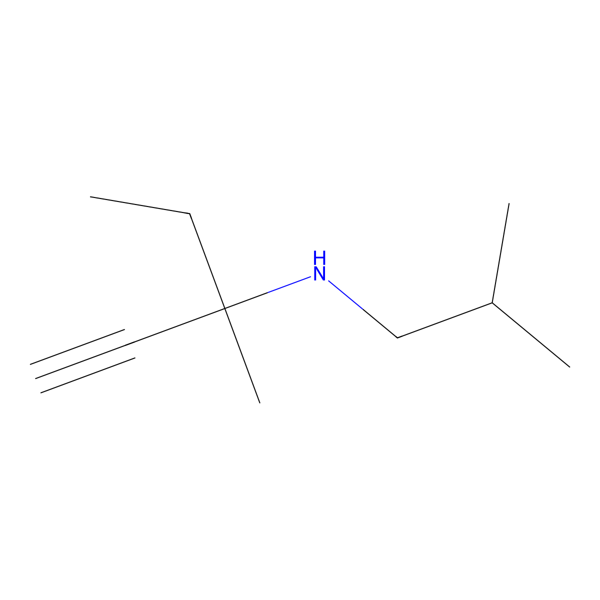 (3-Methylpent-1-yn-3-yl)(2-methylpropyl)amine molecular structure, CAS 1083048-79-6