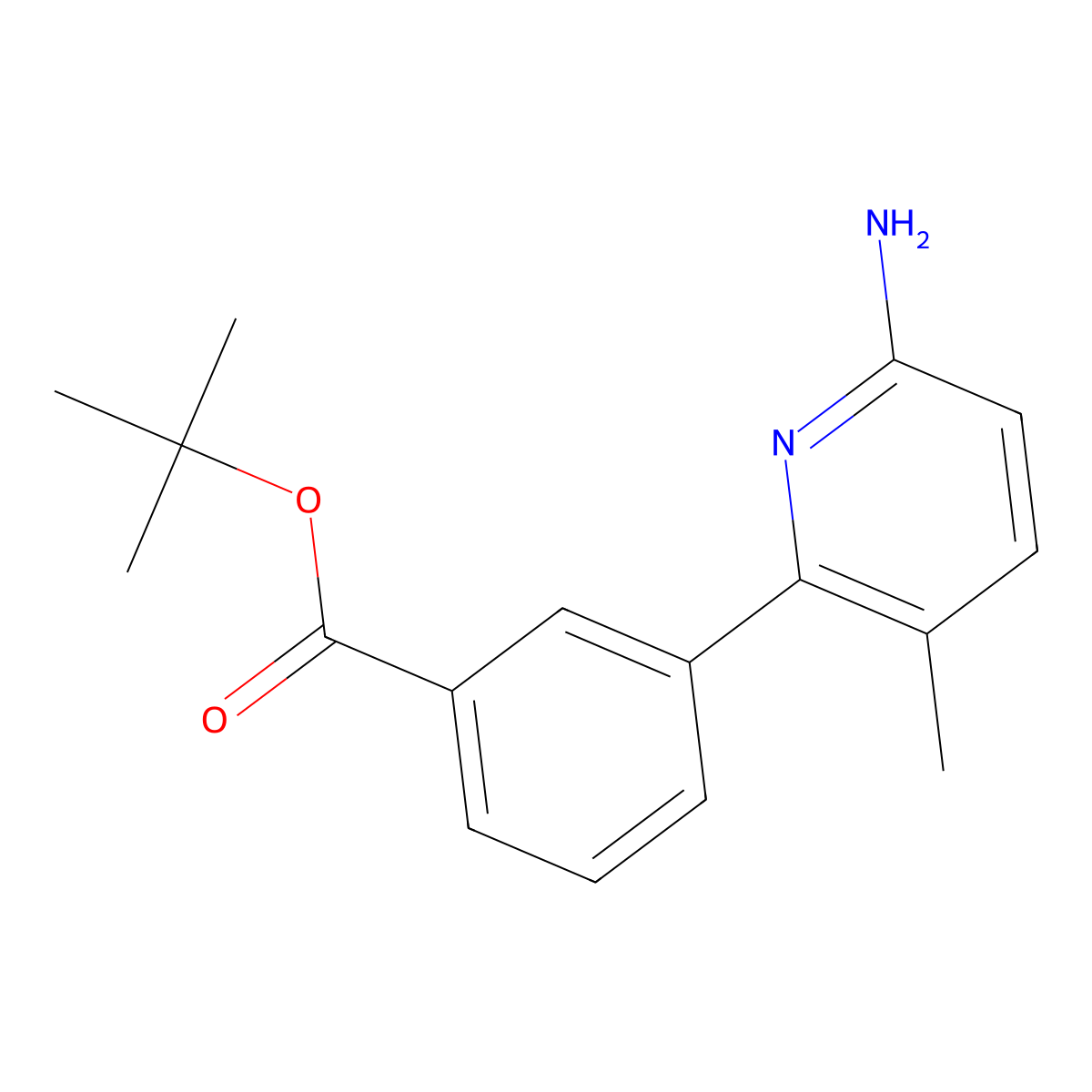Benzoic acid, 3-(6-amino-3-methyl-2-pyridinyl)-, 1,1-dimethylethyl ester molecular structure, CAS 1083057-14-0