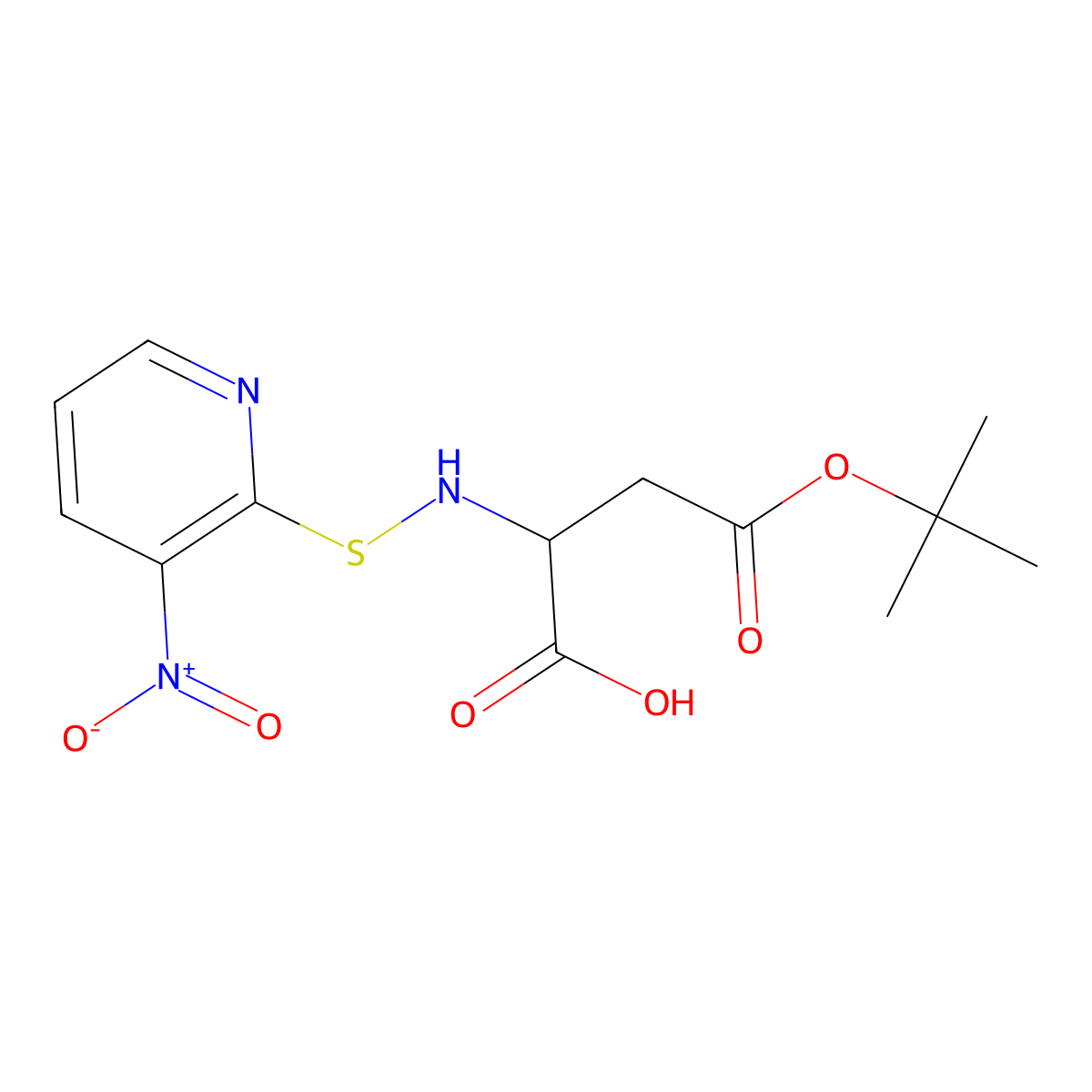 4-[(2-Methylpropan-2-yl)oxy]-2-[(3-nitropyridin-2-yl)sulfanylamino]-4-oxobutanoic acid molecular structure, CAS 108312-24-9