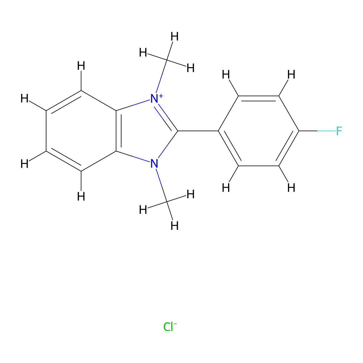 2-(4-fluorophenyl)-1,3-dimethyl-1H-benzo[d]imidazol-3-ium chloride molecular structure, CAS 1083165-95-0