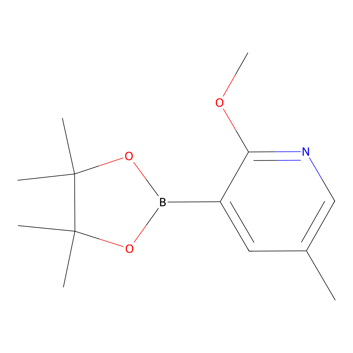 2-Methoxy-5-methyl-3-(4,4,5,5-tetramethyl-1,3,2-dioxaborolan-2-yl)pyridine molecular structure, CAS 1083168-84-6