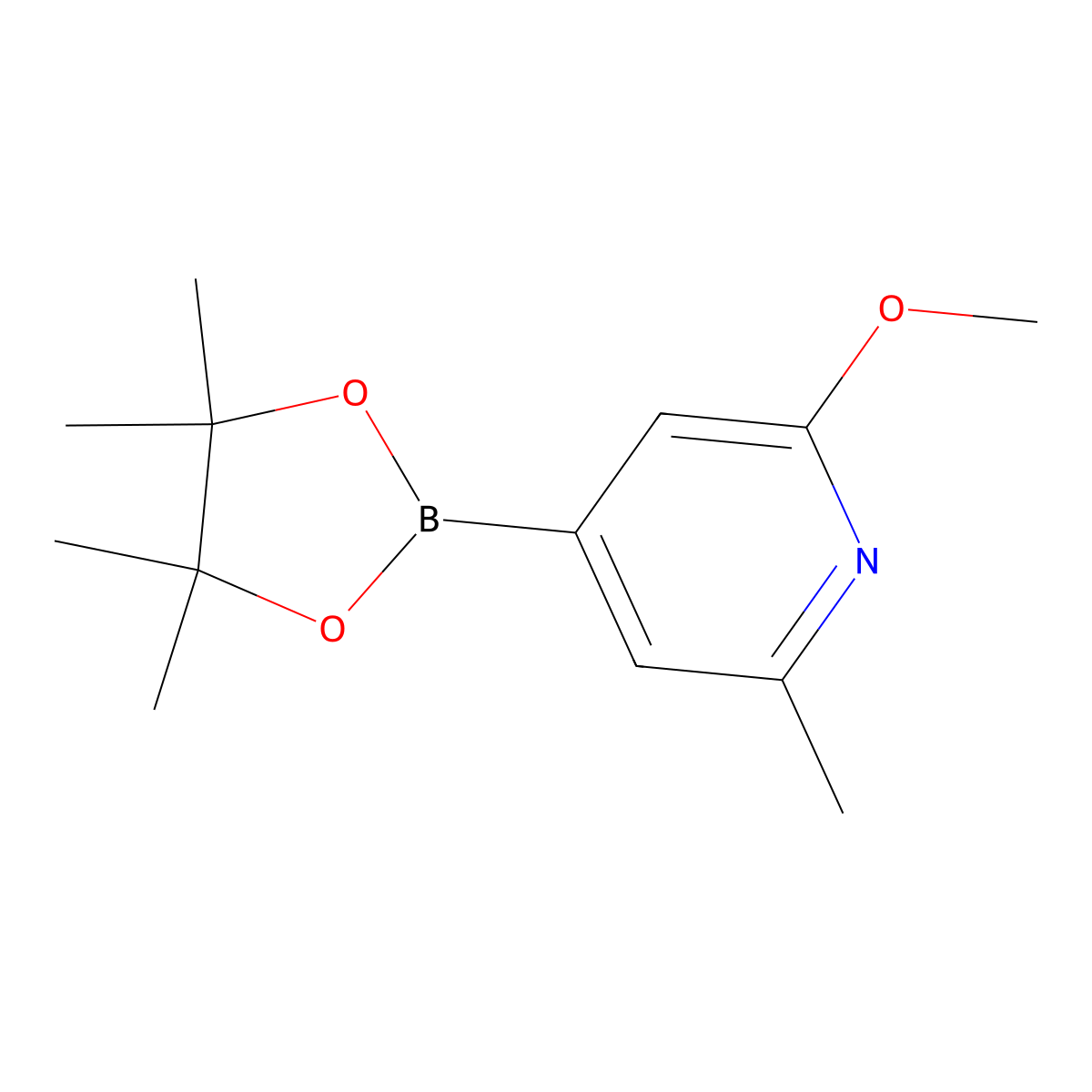 2-Methoxy-6-methyl-4-(4,4,5,5-tetramethyl-1,3,2-dioxaborolan-2-yl)pyridine molecular structure, CAS 1083168-87-9