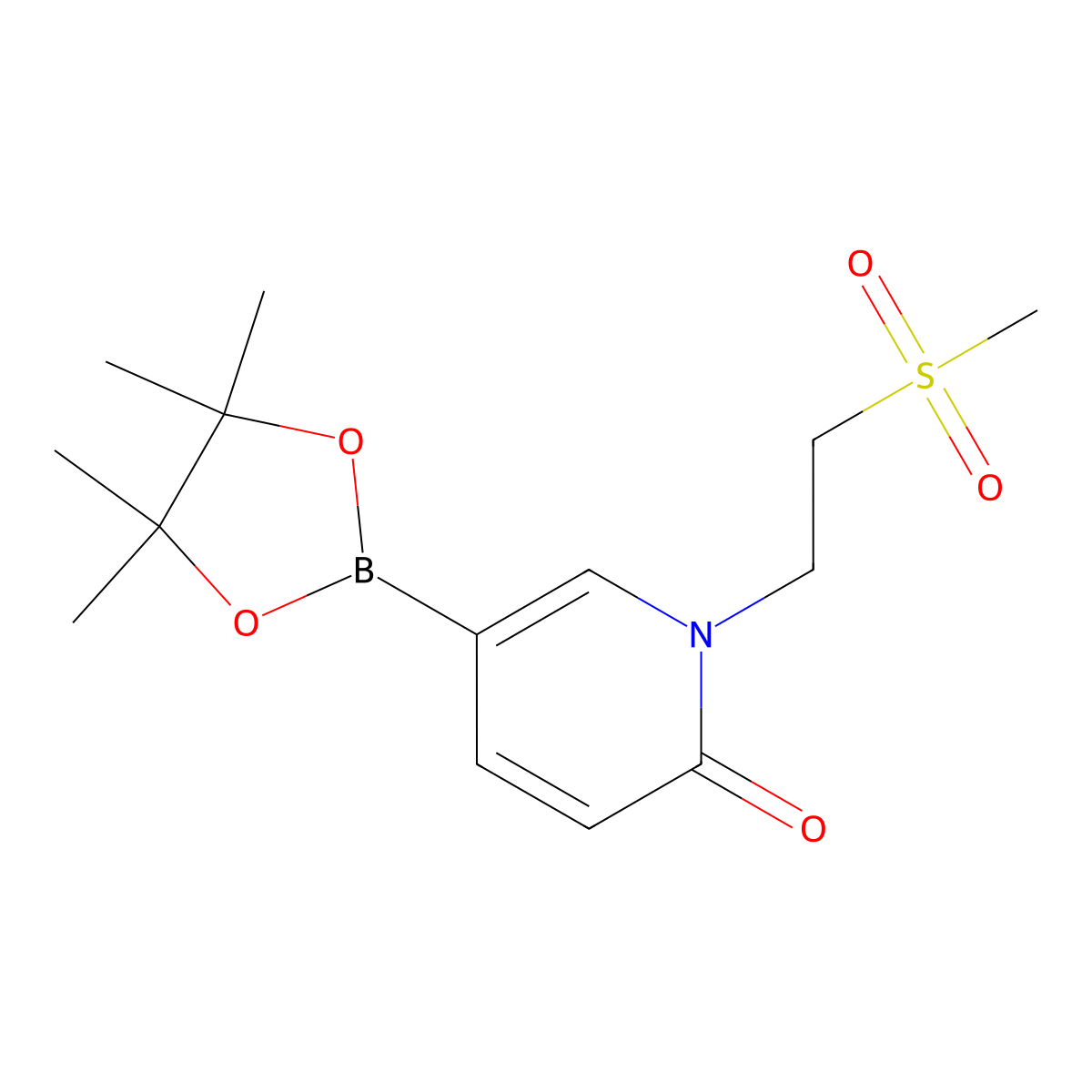 1-(2-(methylsulfonyl)ethyl)-5-(4,4,5,5-tetramethyl-1,3,2-dioxaborolan-2-yl)pyridin-2(1H)-one molecular structure, CAS 1083168-89-1