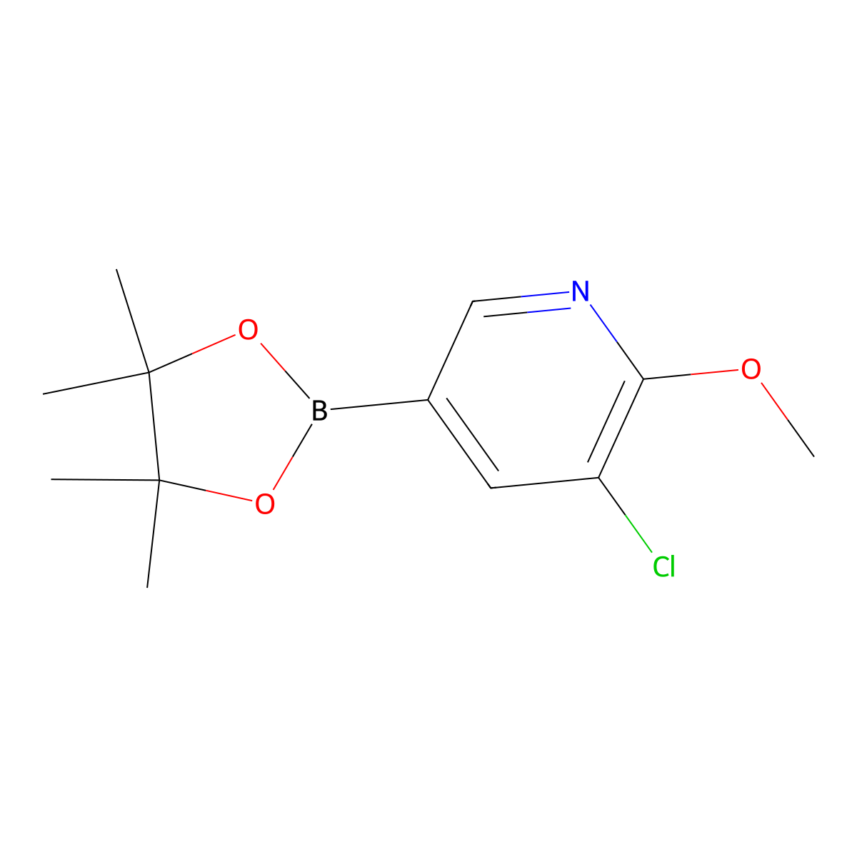 3-Chloro-2-methoxy-5-(4,4,5,5-tetramethyl-1,3,2-dioxaborolan-2-yl)pyridine molecular structure, CAS 1083168-91-5