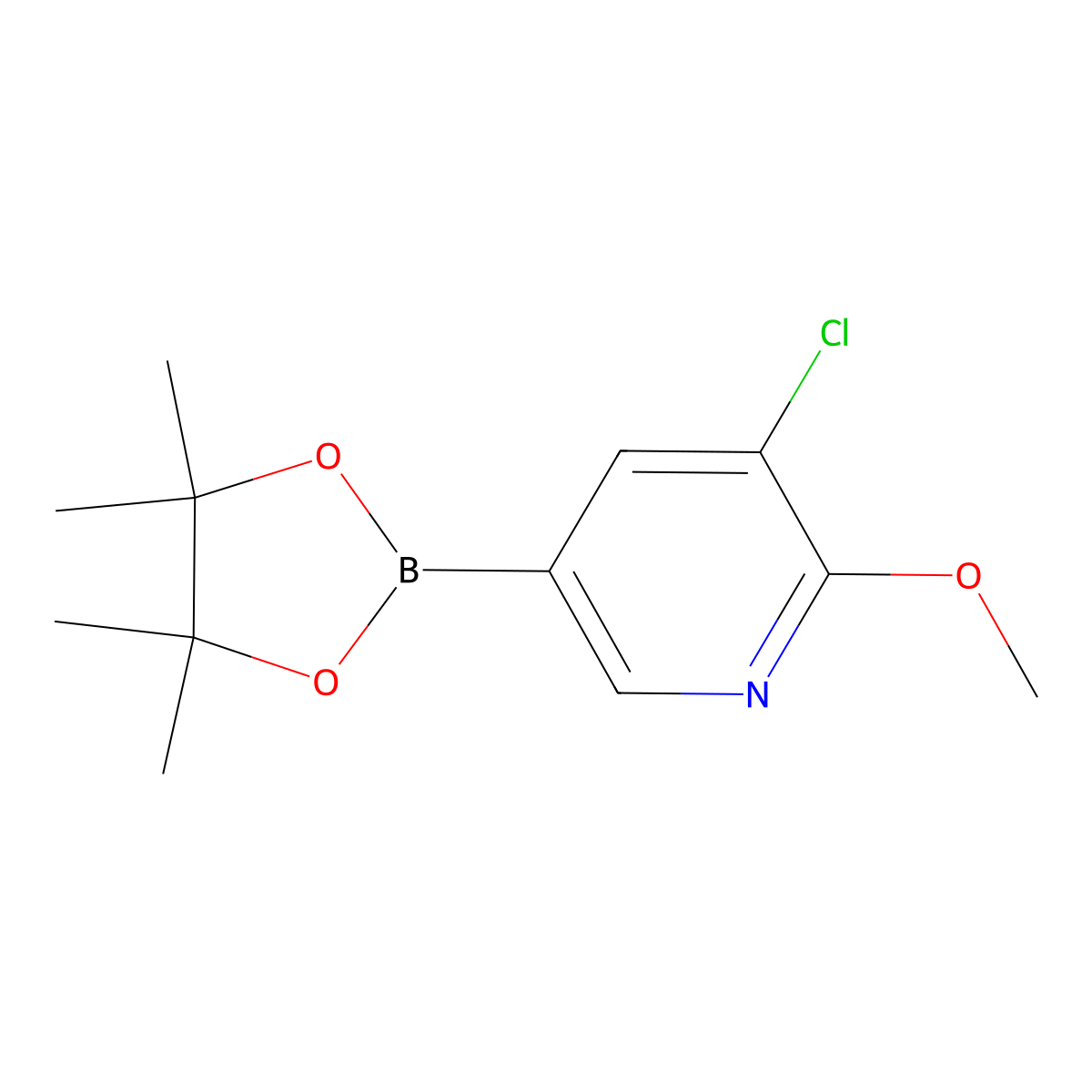 3-Chloro-2-methoxy-5-(4,4,5,5-tetramethyl-1,3,2-dioxaborolan-2-yl)pyridine molecular structure, CAS 1083168-91-5