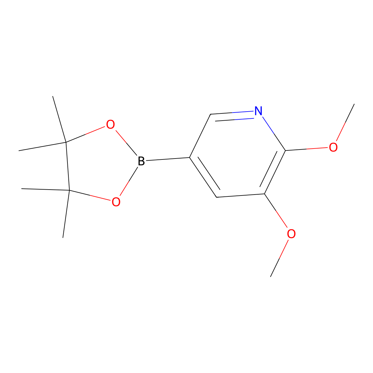 2,3-Dimethoxy-5-(4,4,5,5-tetramethyl-1,3,2-dioxaborolan-2-yl)pyridine molecular structure, CAS 1083168-92-6