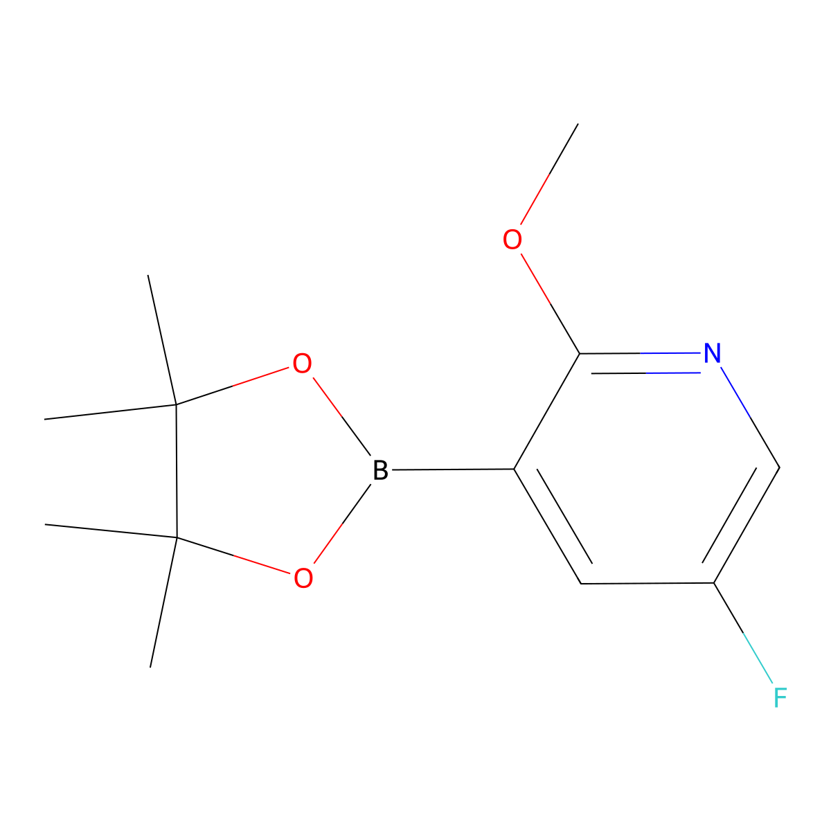 5-Fluoro-2-methoxy-3-(4,4,5,5-tetramethyl-1,3,2-dioxaborolan-2-yl)pyridine molecular structure, CAS 1083168-95-9