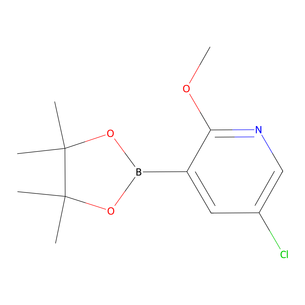 5-Chloro-2-methoxy-3-(4,4,5,5-tetramethyl-1,3,2-dioxaborolan-2-yl)pyridine molecular structure, CAS 1083168-96-0