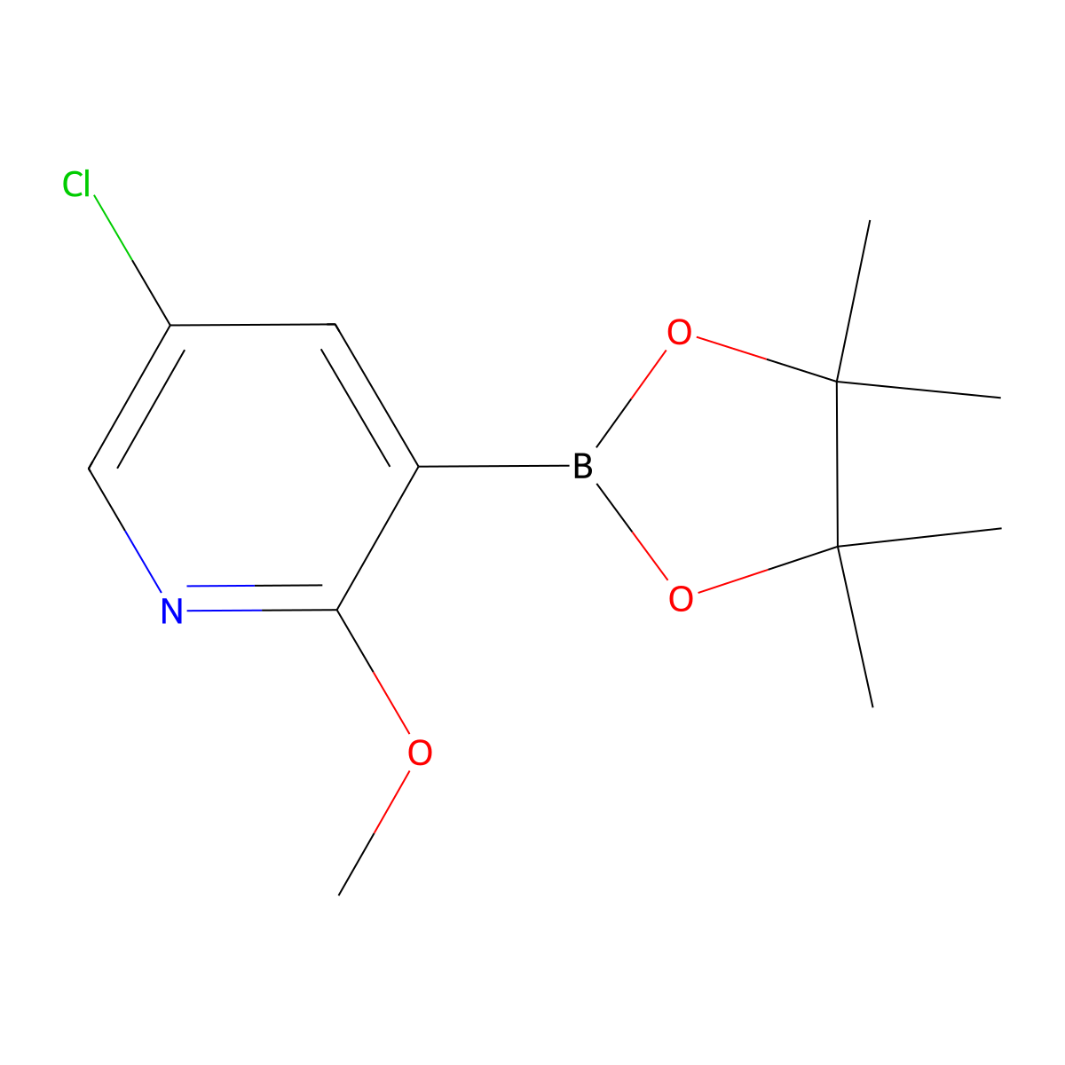 5-Chloro-2-methoxy-3-(4,4,5,5-tetramethyl-1,3,2-dioxaborolan-2-yl)pyridine molecular structure, CAS 1083168-96-0