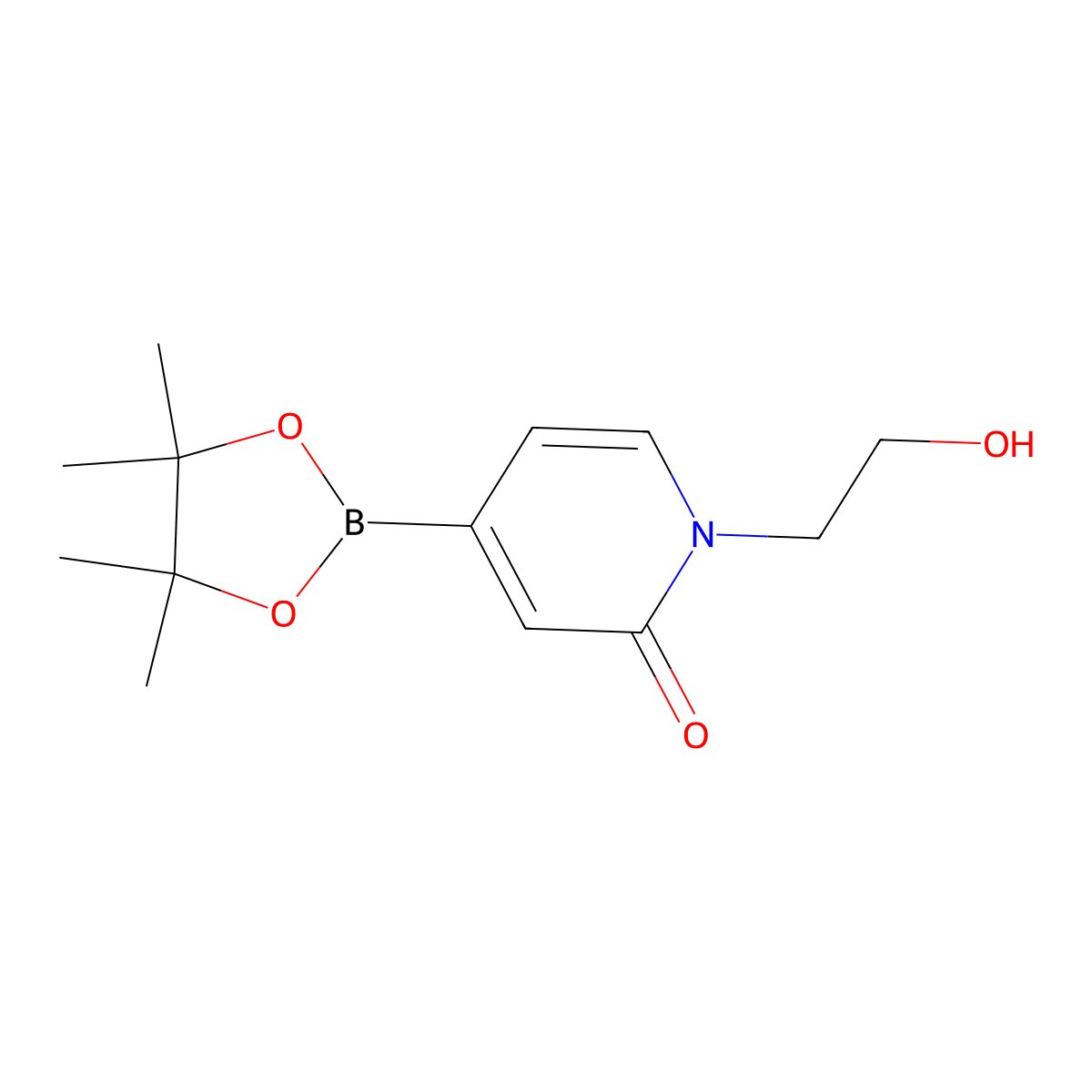 1-(2-hydroxyethyl)-4-(4,4,5,5-tetramethyl-1,3,2-dioxaborolan-2-yl)pyridin-2(1H)-one molecular structure, CAS 1083169-02-1