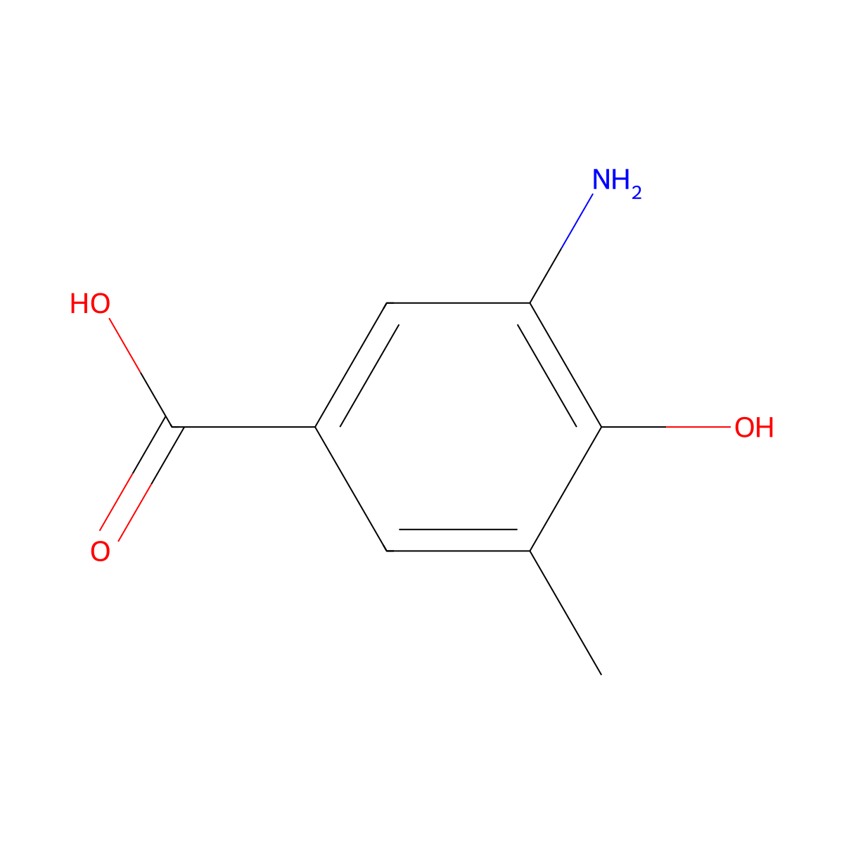 3-Amino-4-hydroxy-5-methylbenzoic acid molecular structure, CAS 1083170-30-2