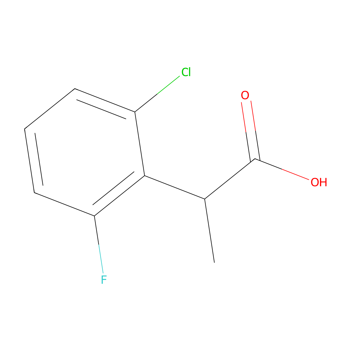 2-(2-Chloro-6-fluorophenyl)propanoic acid molecular structure, CAS 1083172-73-9