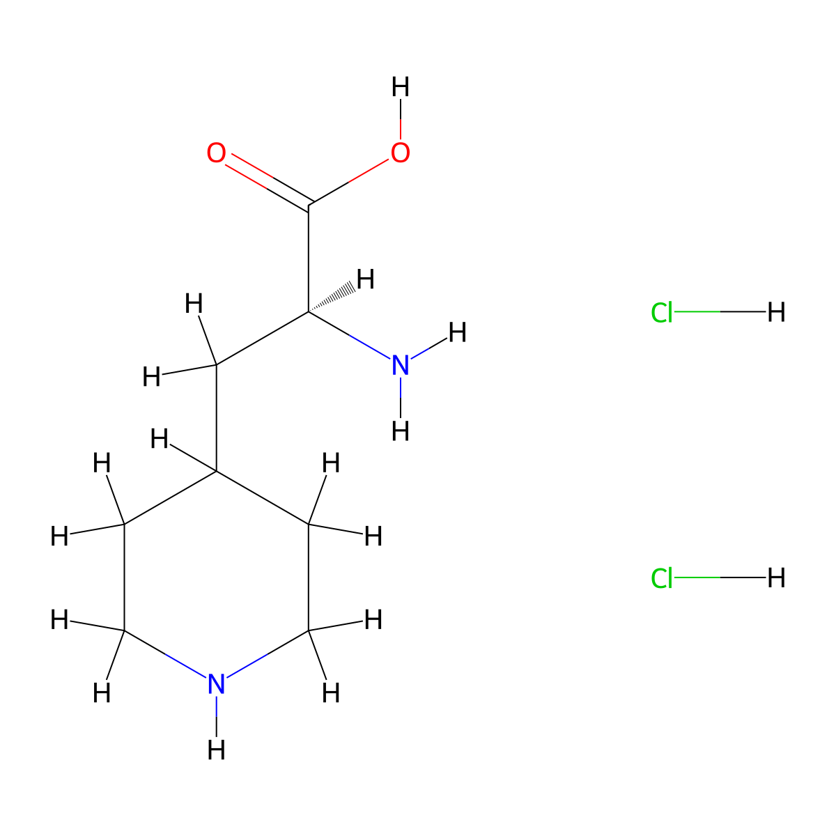 (2S)-2-amino-3-(piperidin-4-yl)propanoic acid dihydrochloride molecular structure, CAS 1083175-32-9