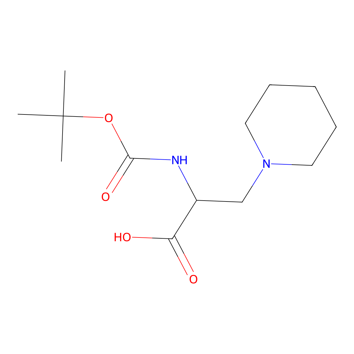 2-{[(Tert-butoxy)carbonyl]amino}-3-(piperidin-1-yl)propanoic acid molecular structure, CAS 1083175-46-5