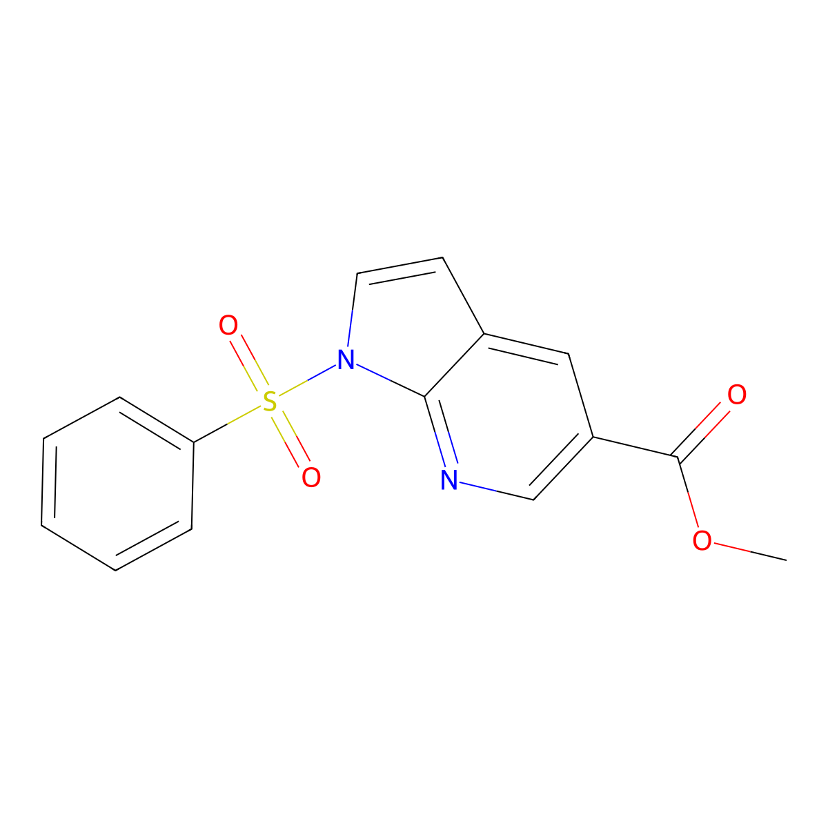 methyl 1-(phenylsulfonyl)-1H-pyrrolo[2,3-b]pyridine-5-carboxylate molecular structure, CAS 1083181-12-7