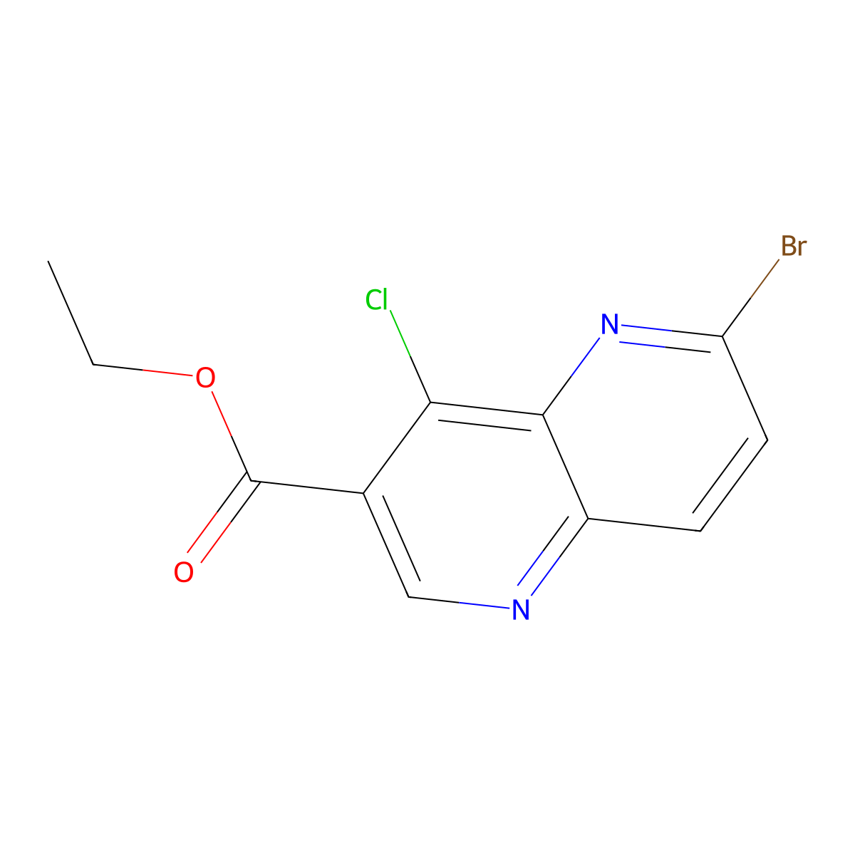 Ethyl 6-bromo-4-chloro-1,5-naphthyridine-3-carboxylate molecular structure, CAS 1083181-13-8