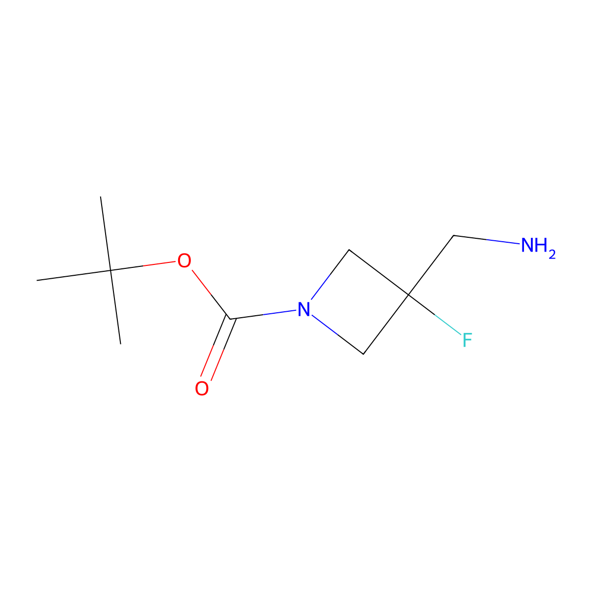 tert-Butyl 3-(aminomethyl)-3-fluoroazetidine-1-carboxylate molecular structure, CAS 1083181-23-0
