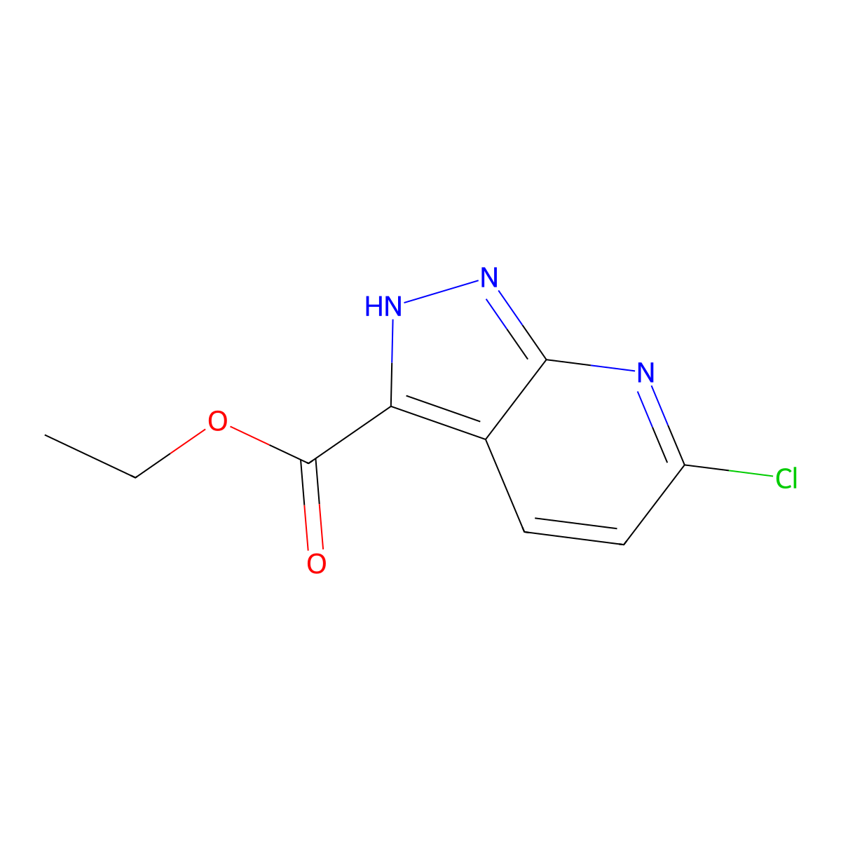 ethyl 6-chloro-1H-pyrazolo[3,4-b]pyridine-3-carboxylate molecular structure, CAS 1083181-27-4